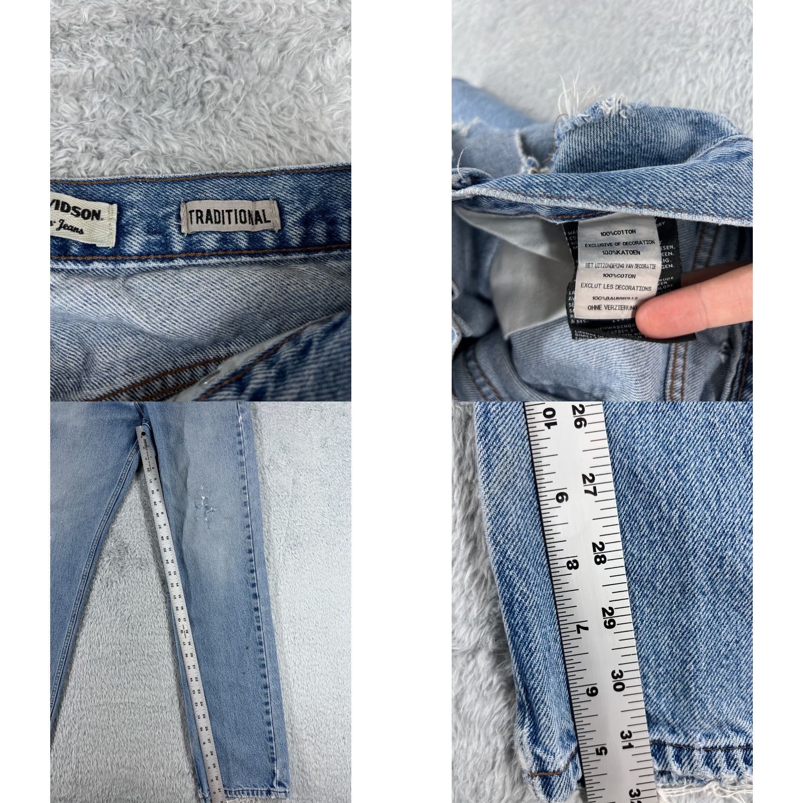 Harley Davidson Harley-Davidson Men's Jeans 32 Blue Denim Straight Distressed 5-Pocket Regular Fit Size US 32 / EU 48 - 8 Thumbnail