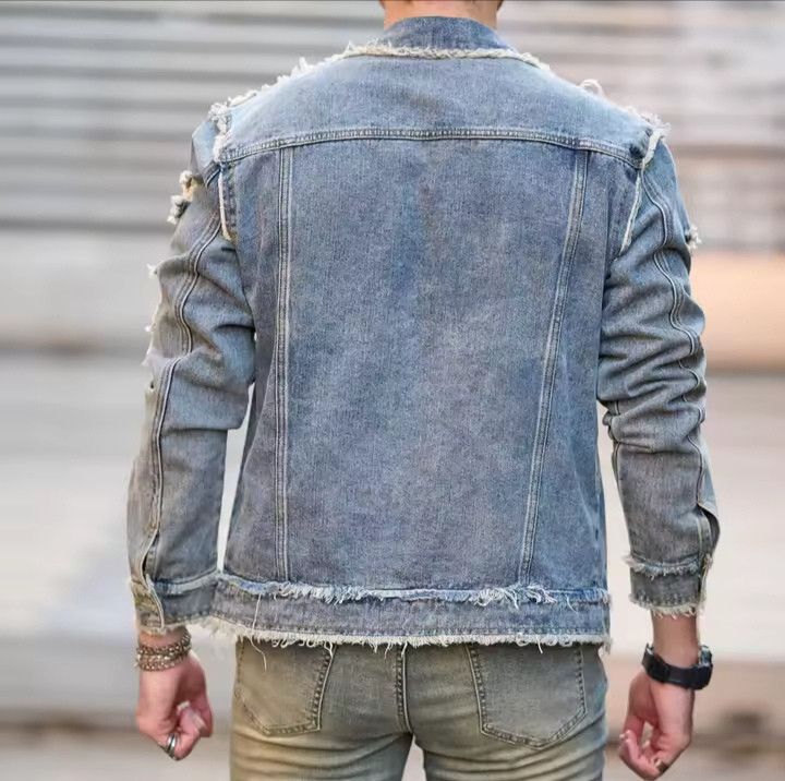 Ripped Slim Casual Denim Jacket