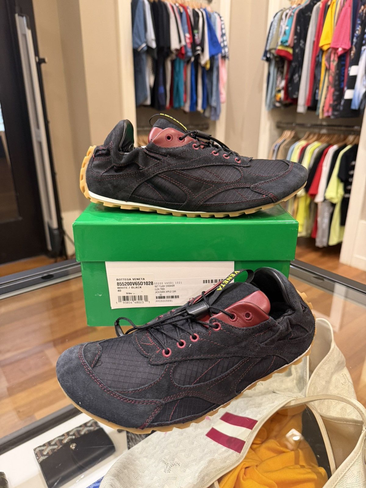 Bottega Veneta Bottega Orbit Flash Sneakers - Black/Dark Apple Size US 7 / EU 40 - 1 Thumbnail