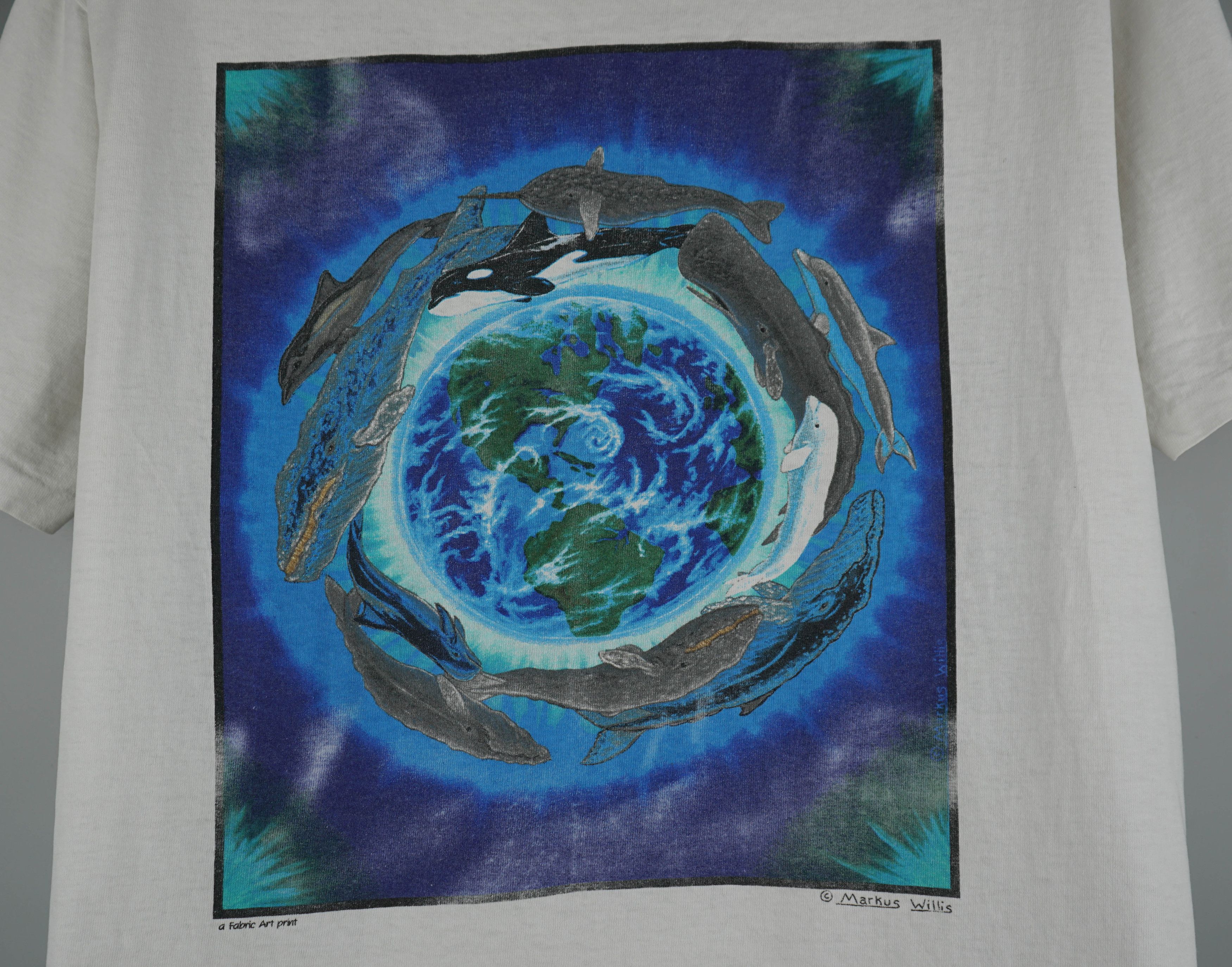 Arts & Science × Vintage Vintage Markus Willis Art T-Shirt Earth and Whales Size US L / EU 52-54 / 3 - 2 Thumbnail