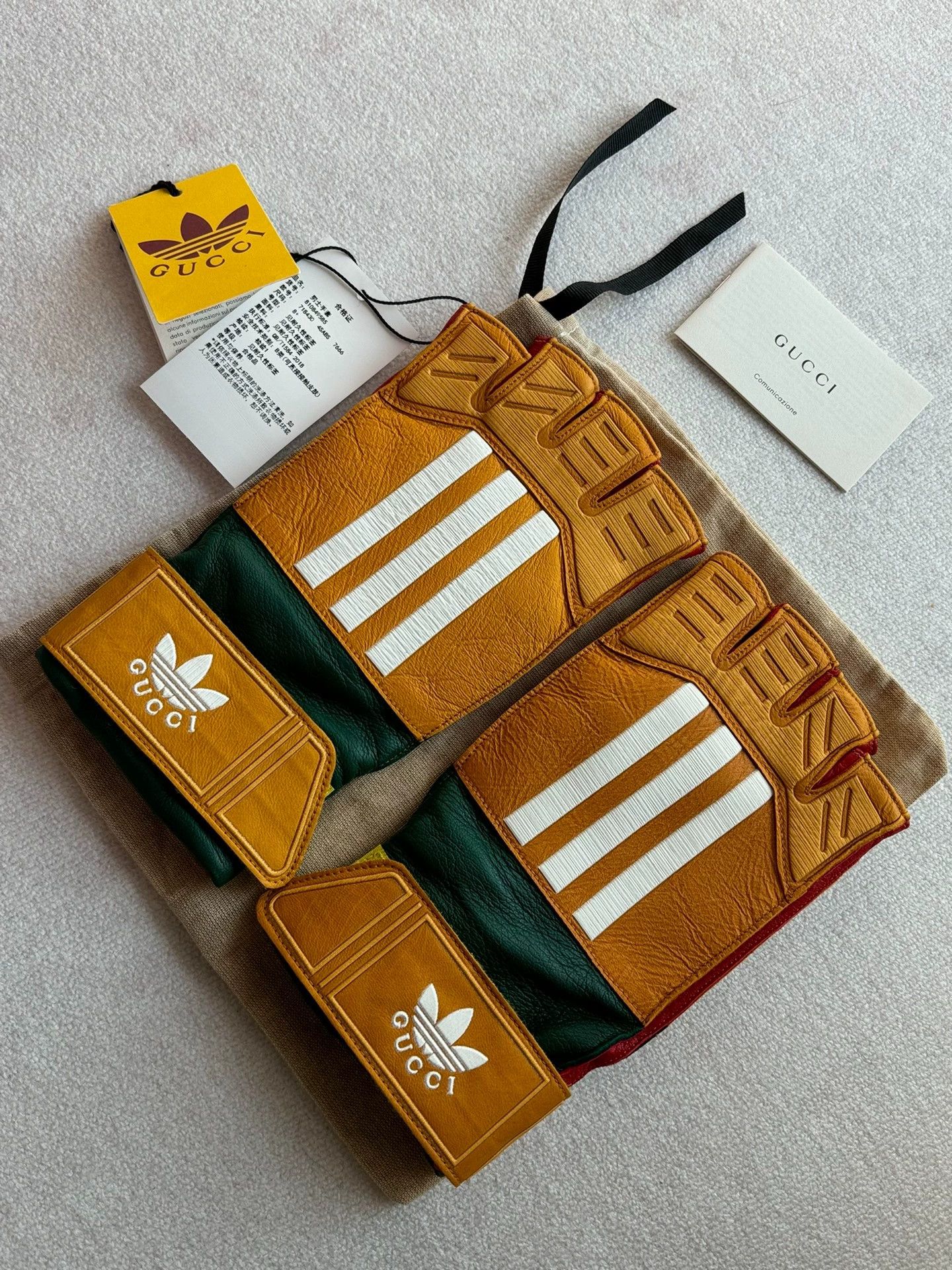 Adidas Gucci x adidas moto leather gloves yellow-green 8.5 Size ONE SIZE - 1 Thumbnail