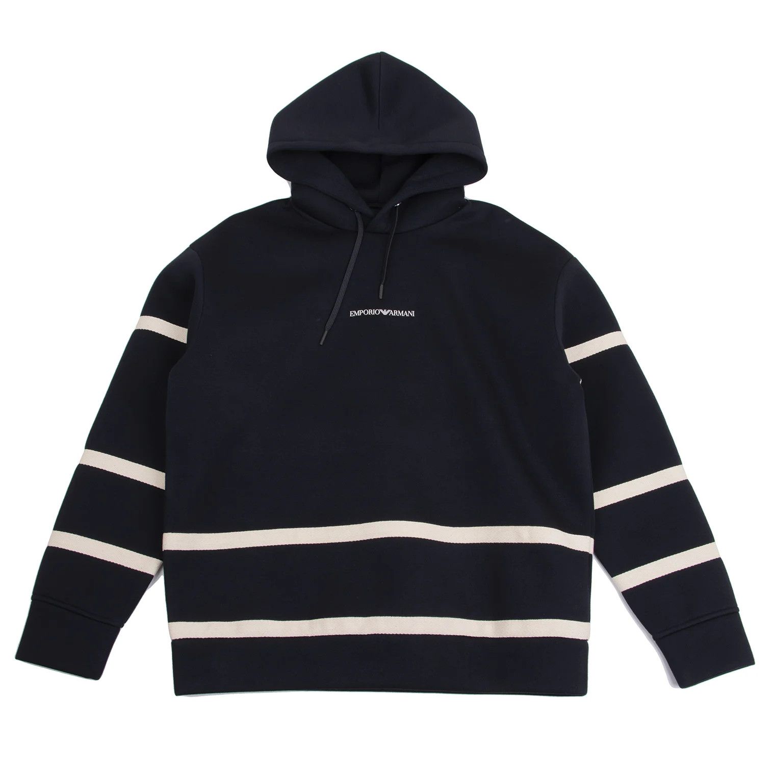 Emporio Armani Bonded Rayon Taping Line Logo Hoodie Navy M Size US M / EU 48-50 / 2 - 1 Thumbnail