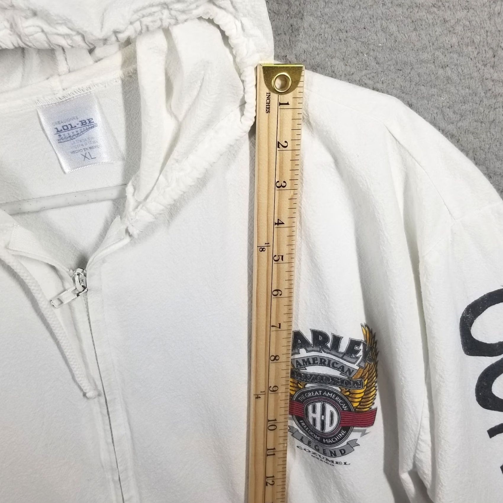 Vintage Vintage Motorcycle Hoodie XL White Graphic Print Full Zip Hooded Men’s Reg. Size USA Patriotic 90s? Size US XL / EU 56 / 4 - 6 Thumbnail