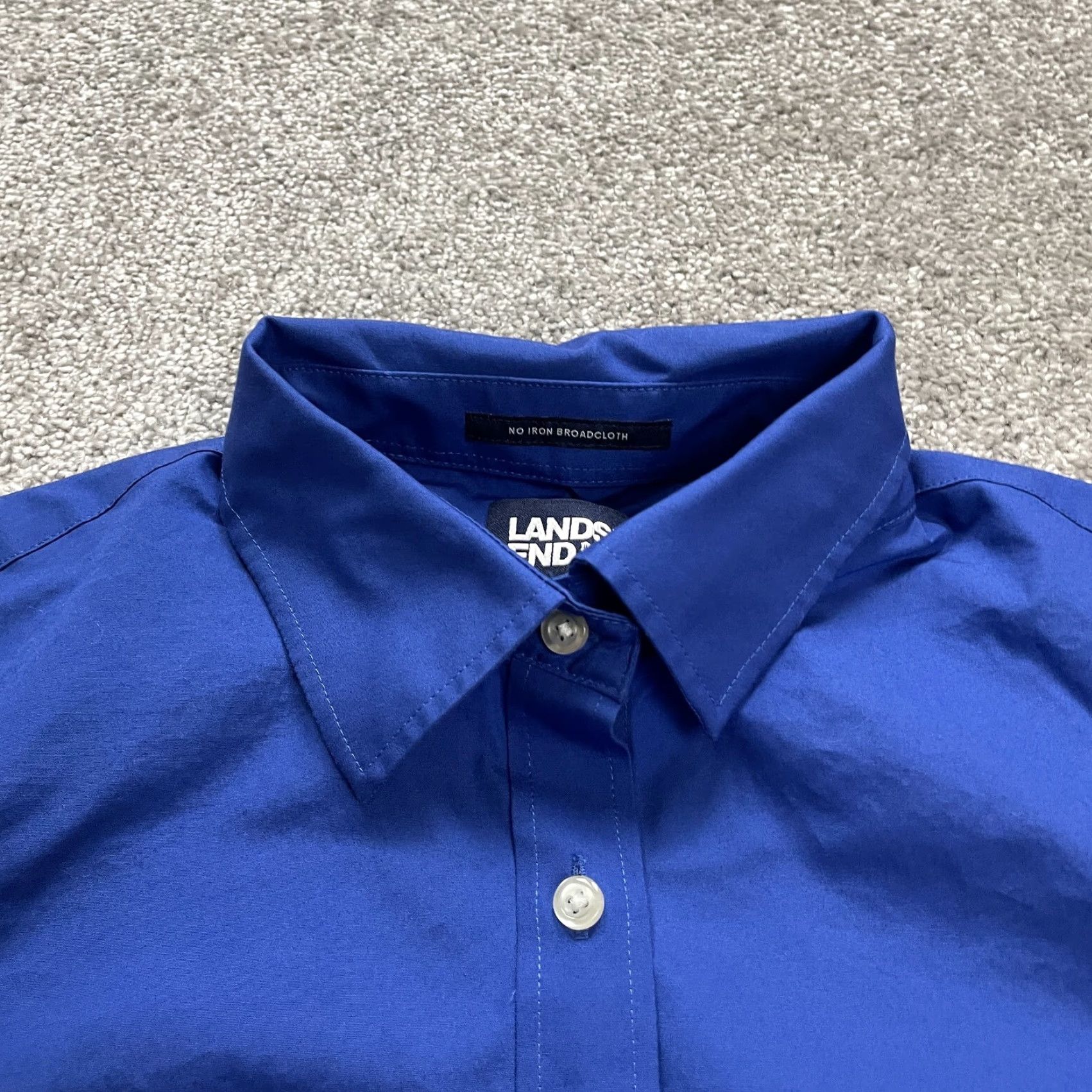 Lands' End Lands' End Women's Button-Down Dress Shirt Size 8 Cotton Long Sleeve Solid Blue Casual Office Size M / US 6-8 / IT 42-44 - 3 Thumbnail