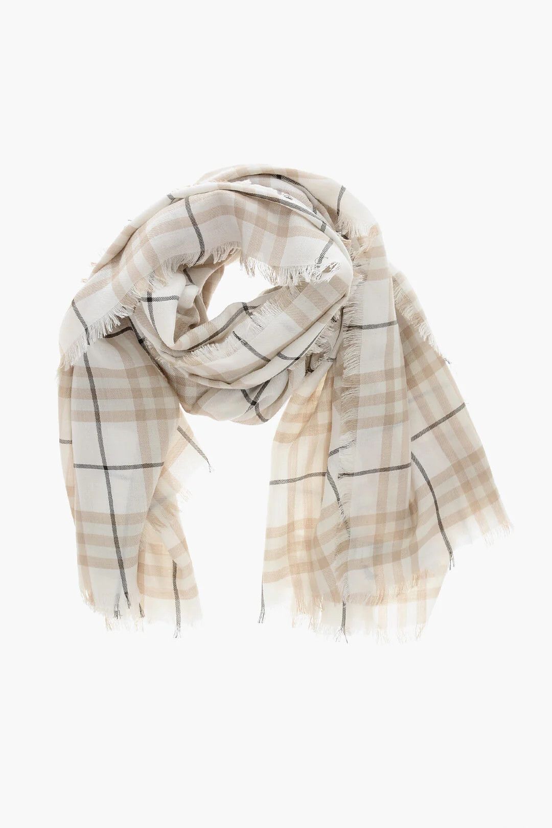 Burberry og1mm0426 Size: OS / Checked Cashmere Scarf in Beige Size ONE SIZE - 1 Thumbnail