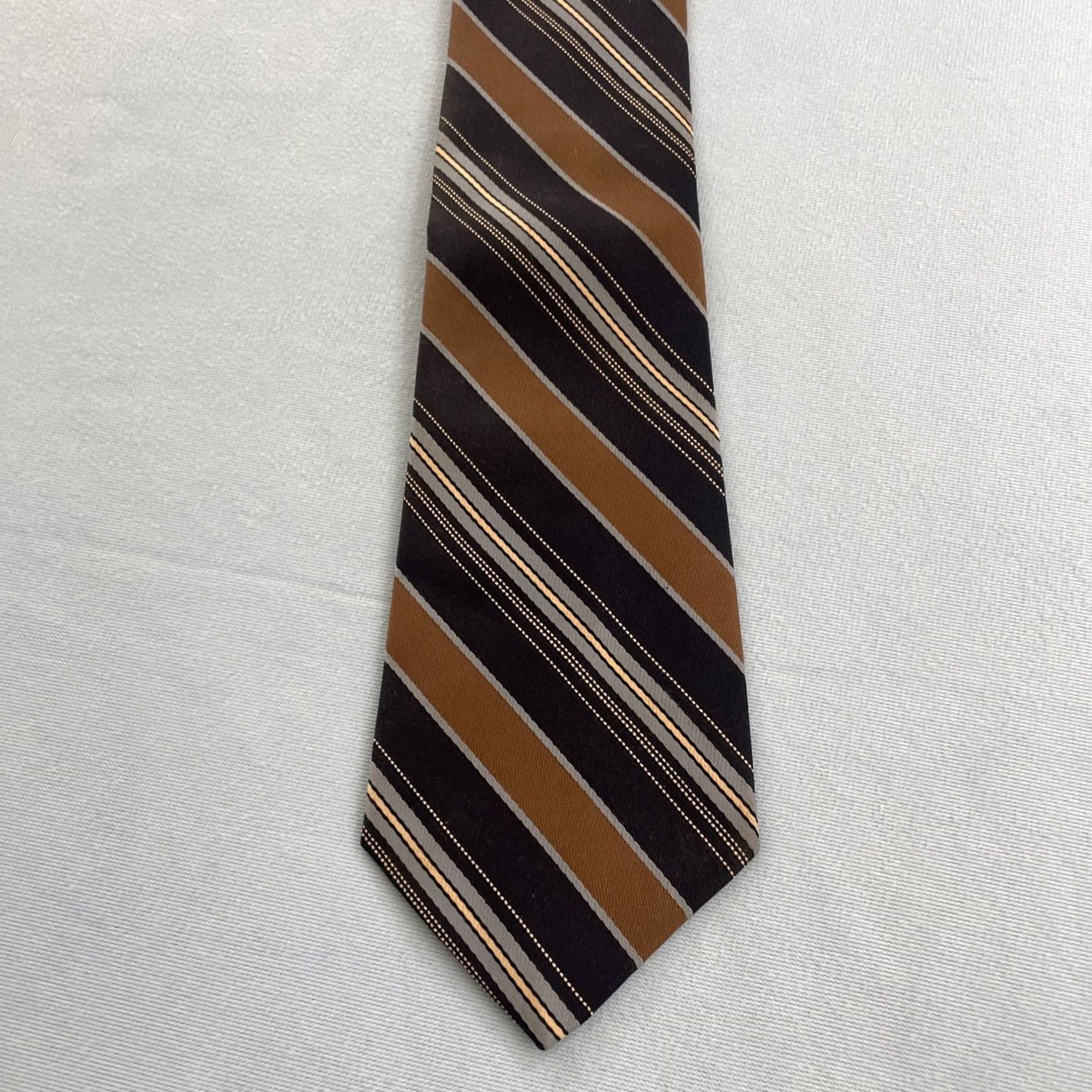 Sears Sears Repp Tie vtg 60s Men's Store Texturize Poly Necktie Stripe Brown Blue 3x55 Capsule Necktie Size ONE SIZE - 4 Thumbnail
