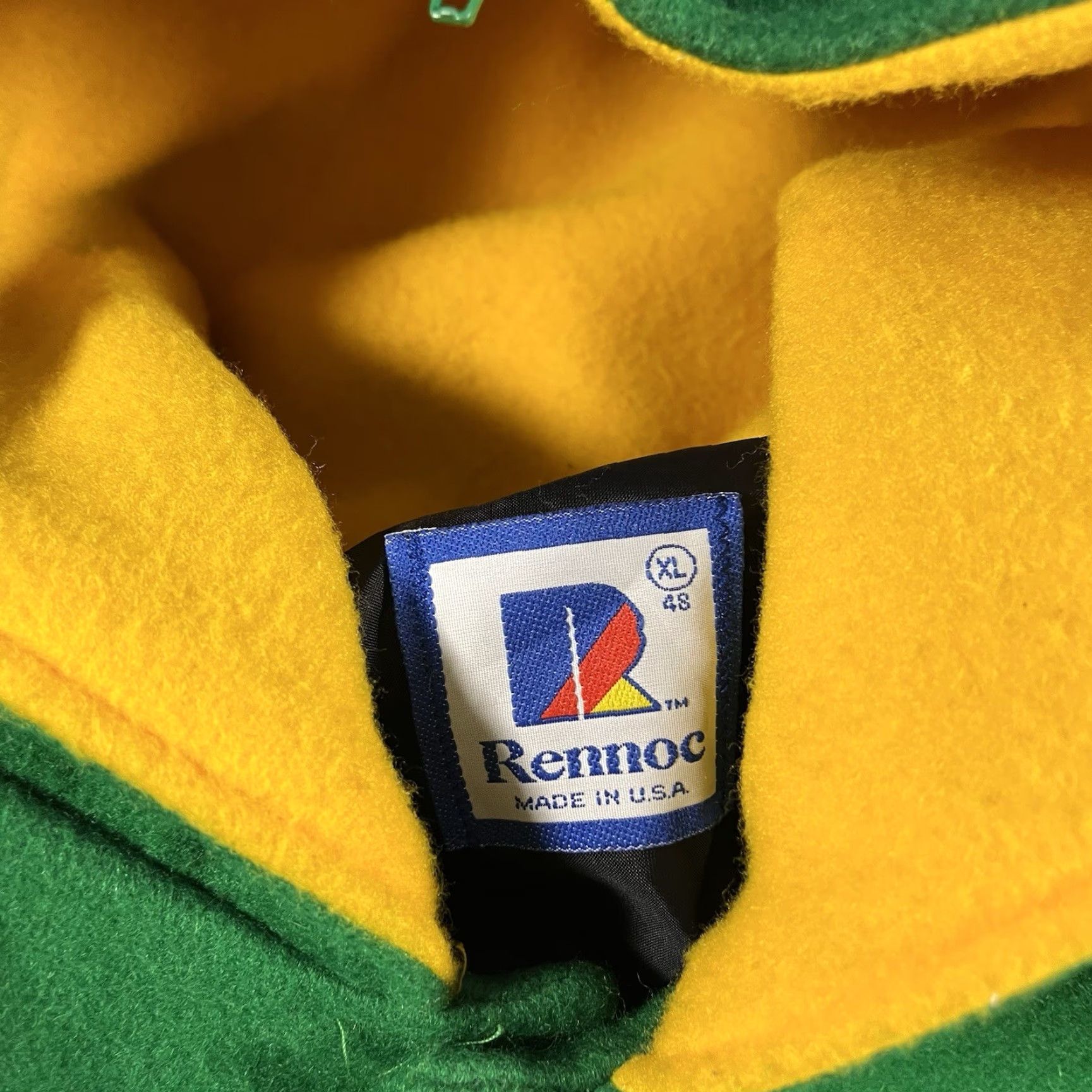 Vintage Vintage Rennoc 80s 90s Varsity Letterman Hooded Bomber Jacket Green Mens XL NEW Size US XL / EU 56 / 4 - 5 Thumbnail