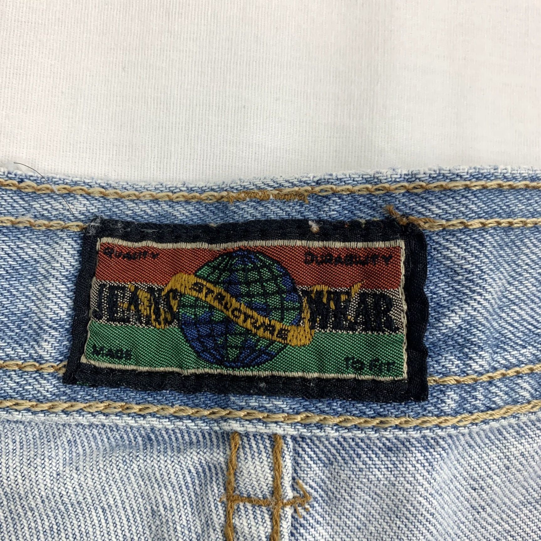 Denime VINTAGE Structure Jeans Men Adult 34 Blue Denim Straight Regular Fit 90s 33in Inseam Size US 34 / EU 50 - 3 Thumbnail