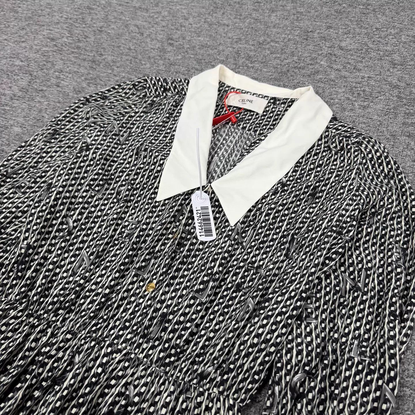 Celine Celine color block chain print shirt dress 38 Size S / US 4 / IT 40 - 4 Thumbnail