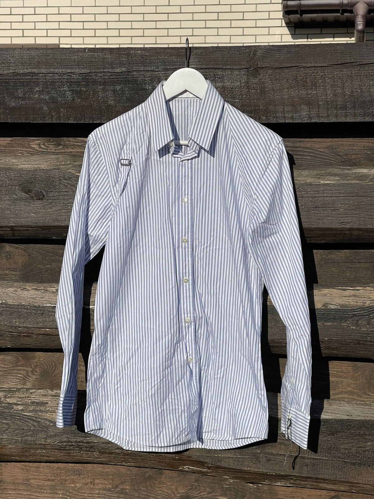 Alexander McQueen NWT 2011 Alexander McQueen bondage belt striped blue shirt Size US M / EU 48-50 / 2 - 3 Thumbnail