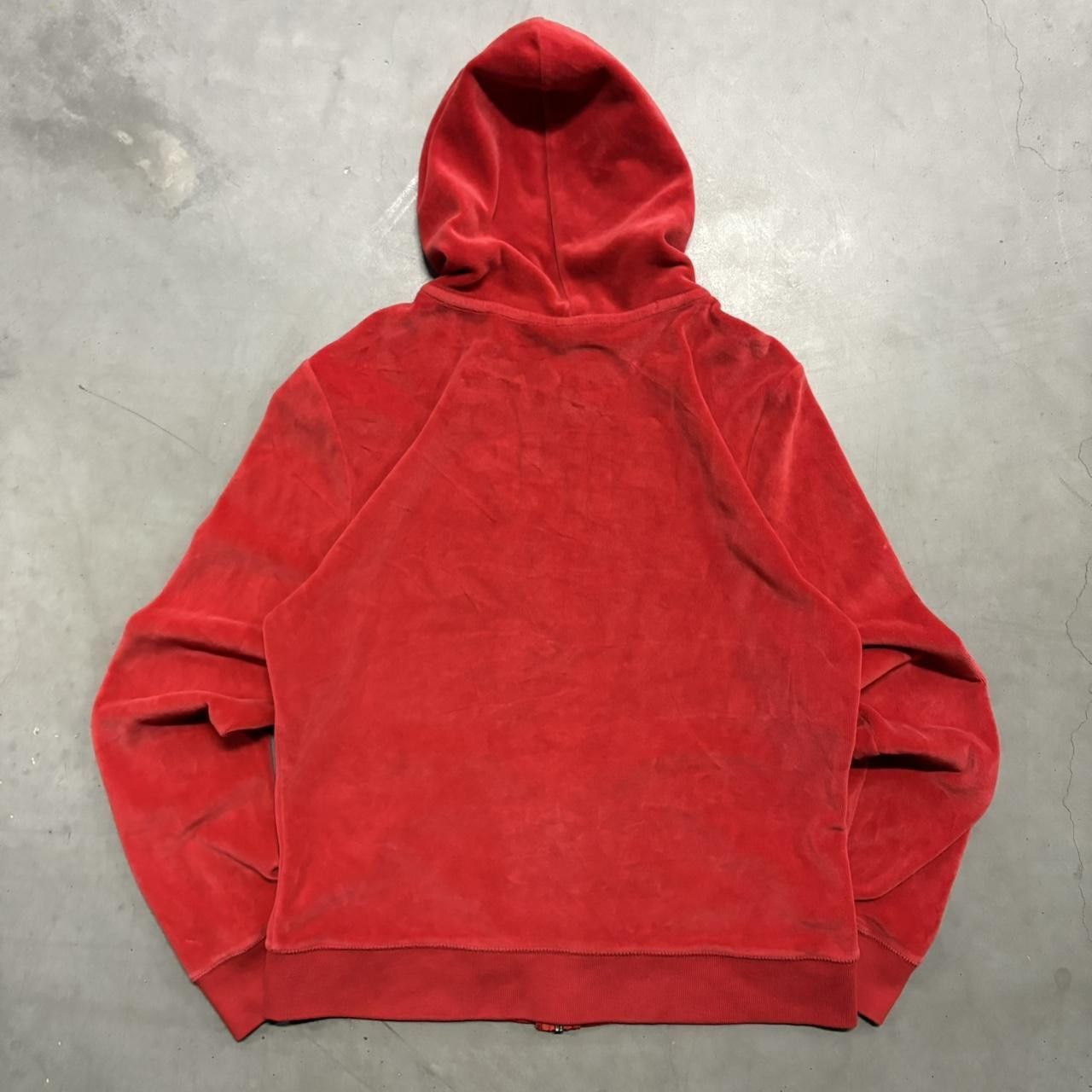 Pink Crazy Vintage Y2K/2000s Blank Victorias Secret Red Velour Zipup Hoodie with Pink dog zipper! Size US S / EU 44-46 / 1 - 4 Thumbnail