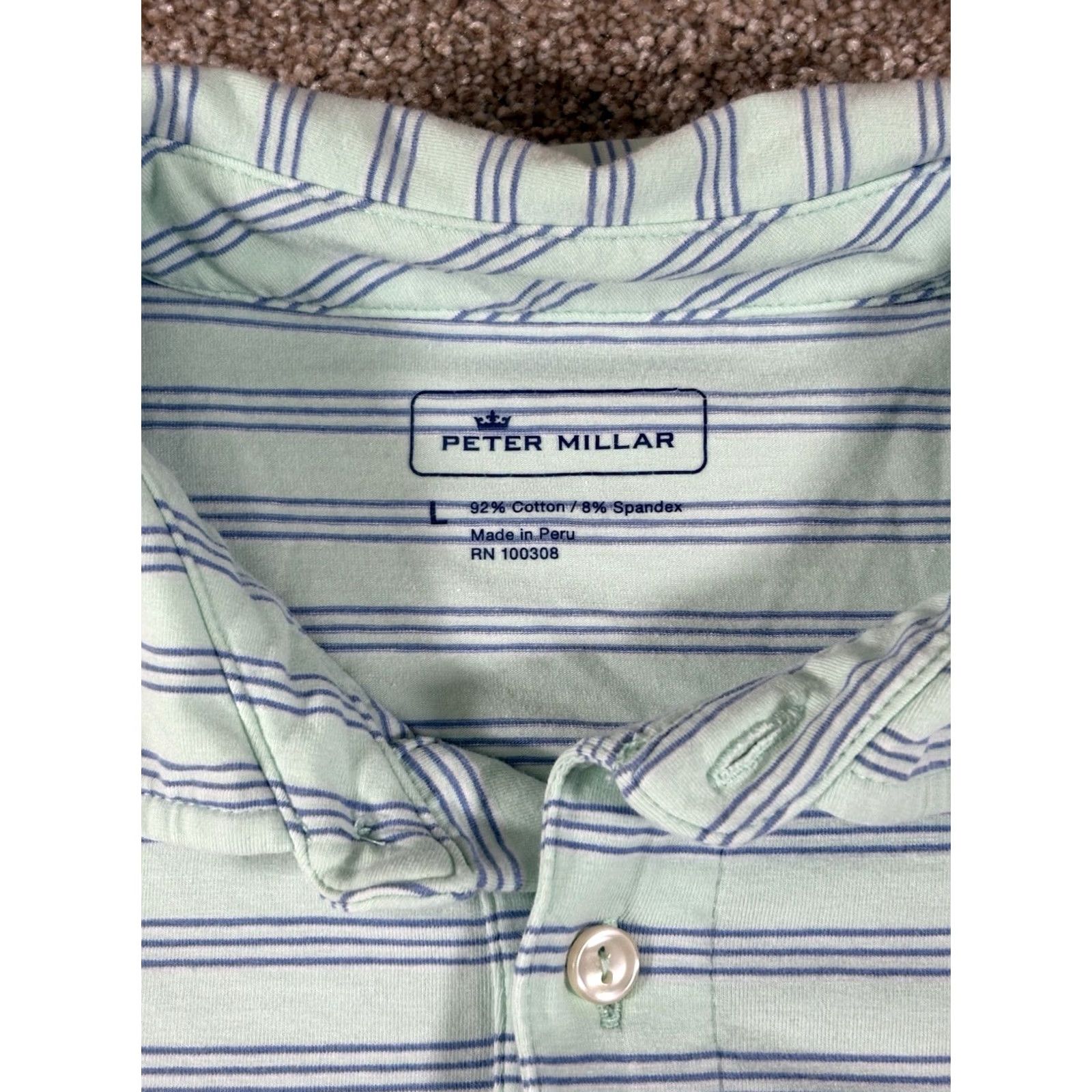Peter Millar Peter Millar Polo Shirt Striped Blue White Golf Performance Stretch • Mens Large Size US L / EU 52-54 / 3 - 4 Thumbnail