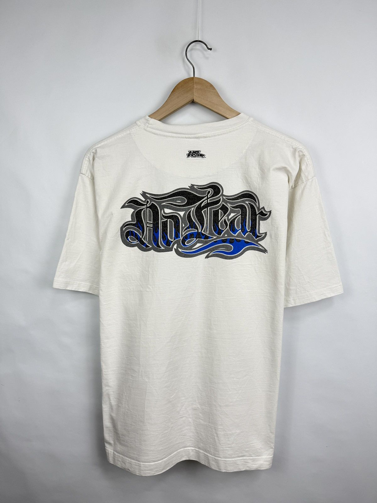 No Fear 🇺🇸💀 Vintage 90s No Fear Blue Fire Y2K T-Shirt Rare Retro Size US XL / EU 56 / 4 - 3 Thumbnail