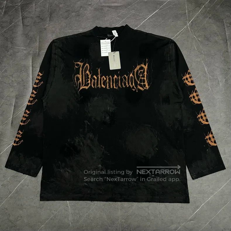 Balenciaga Balenciaga Flame Sanskrit mud dyeing to make old long slee Size US L / EU 52-54 / 3 - 1 Thumbnail