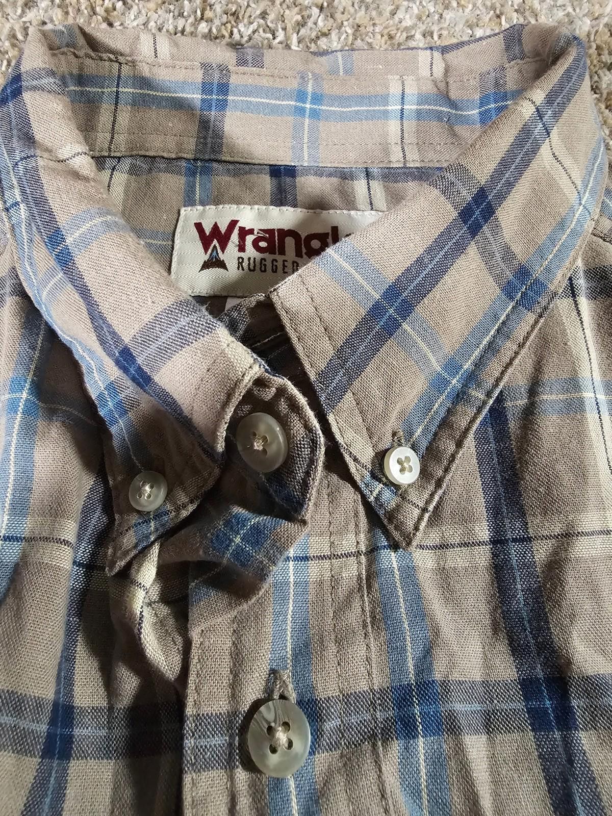 Wrangler Wrangler Shirt Men XL Blue Brown Plaid Button Up Rugged Wear Size US XL / EU 56 / 4 - 3 Thumbnail