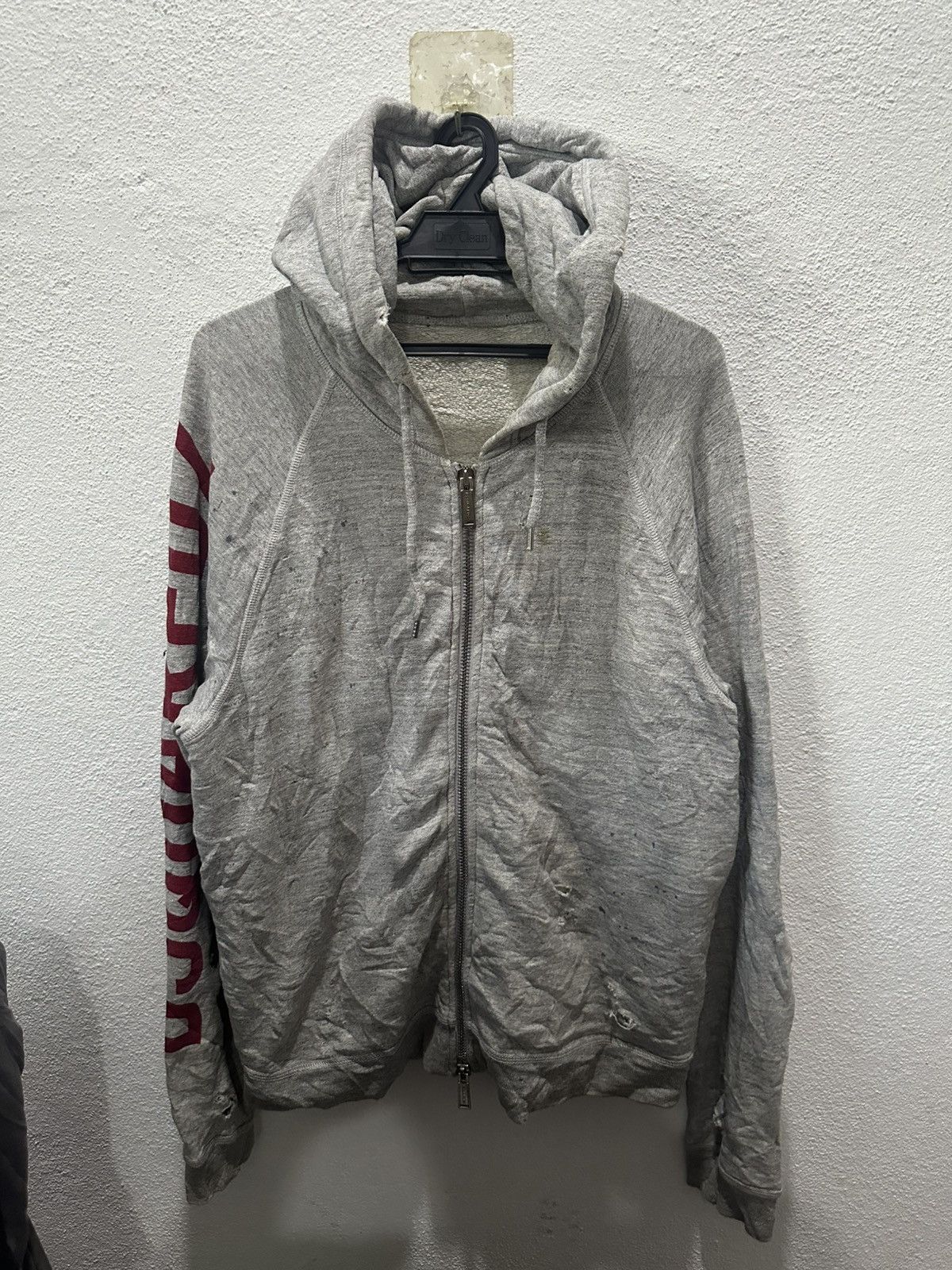 Dsquared2 Dsquared2 Men's Distressed Zipped Hoodie Size L Size US L / EU 52-54 / 3 - 2 Thumbnail