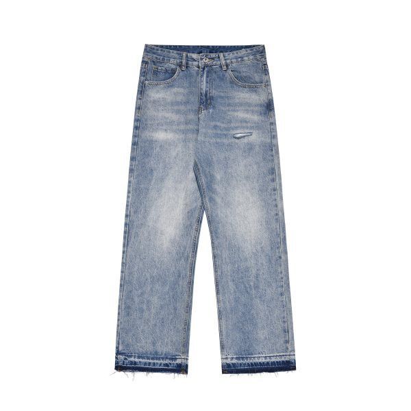 Japanese Brand × Jean Wide-leg washed straight-leg whisker-ripped cargo jeans Size US 32 / EU 48 - 1 Thumbnail
