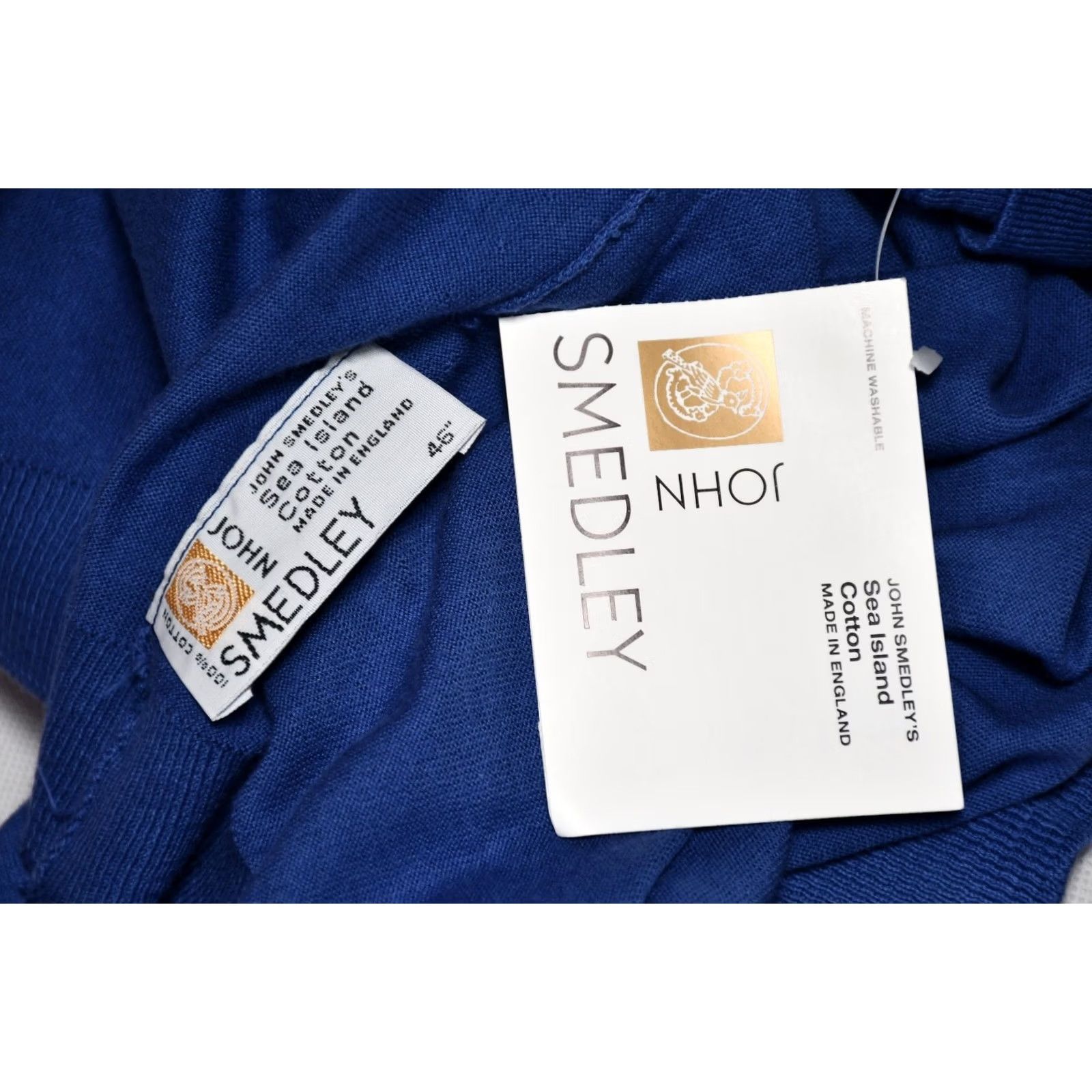 John Smedley John Smedley Sea Island Cotton Knitted Turtleneck Jumper Made In England XL Blue Cotton Knit Sweater Mens Size US XL / EU 56 / 4 - 7 Thumbnail
