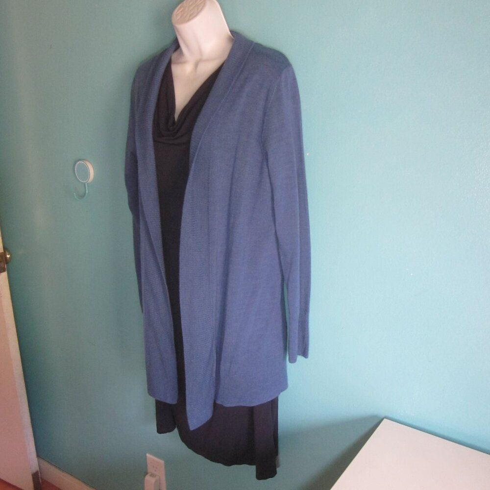 Robert Talbott Talbots Womens Size L Bright Blue Lightweight Merino Wool Open Front Cardigan Size L / US 10 / IT 46 - 12 Thumbnail