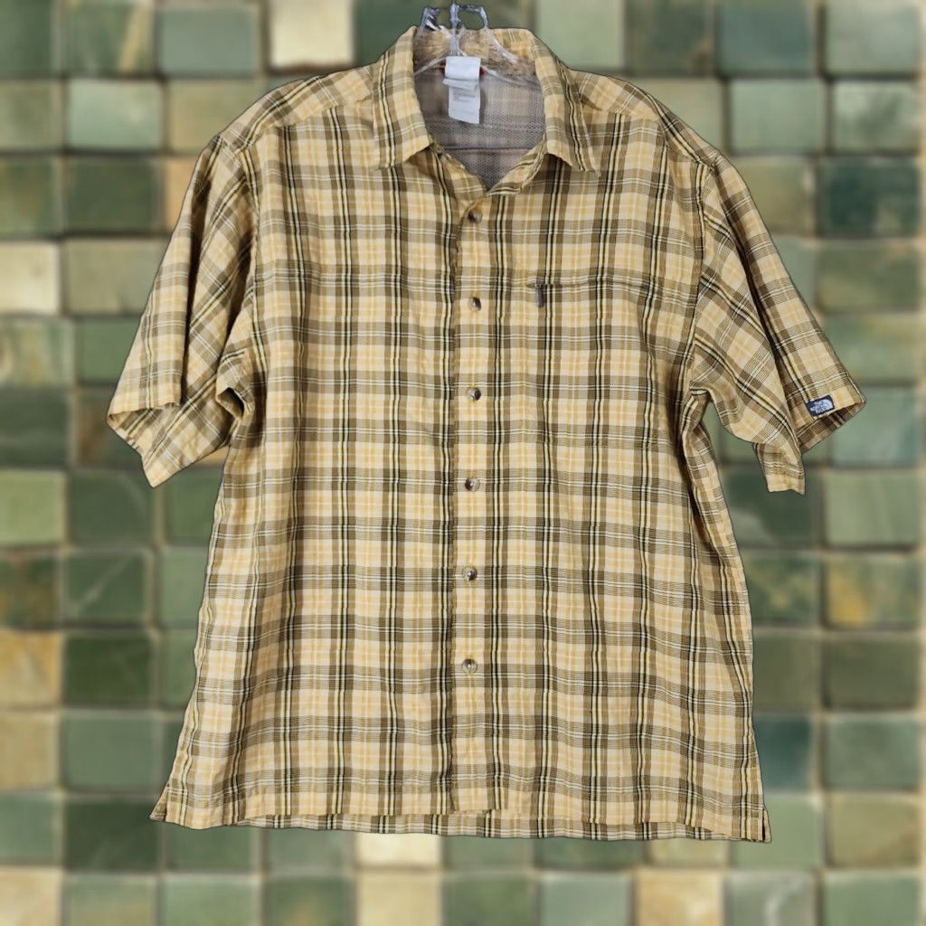 The North Face VINTAGE The North Face Shirt Plaid Short Sleeve Button-Up M Yellow Mens - Note: small holes near bottom (if vintage) Size US 31 - 1 Thumbnail