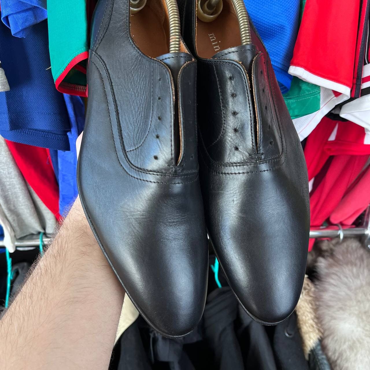 Other Minelli Vero Cuoio Lav. Artigiana Black Leather Dress Shoes Size US 9 / EU 42 - 3 Thumbnail