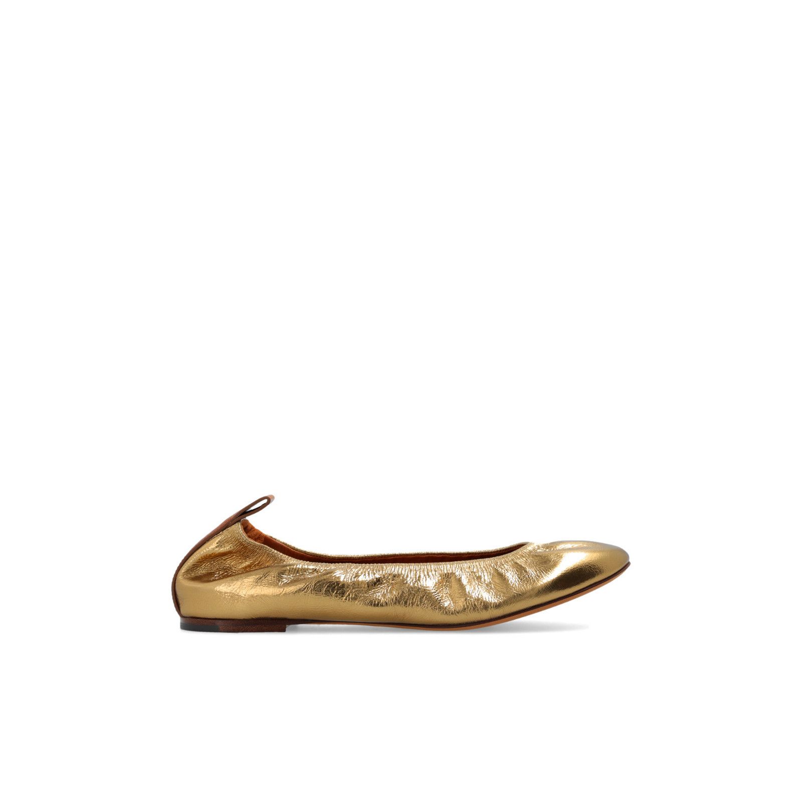 LANVIN Gold Leather Ballerina Flats New & Authentic (Women's