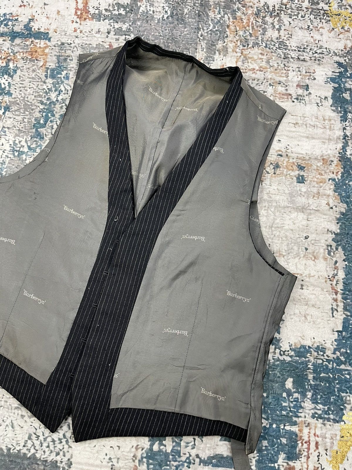 Burberry Vtg Burberry Full Printed Striped Suit Vest Size US S / EU 44-46 / 1 - 10 Thumbnail