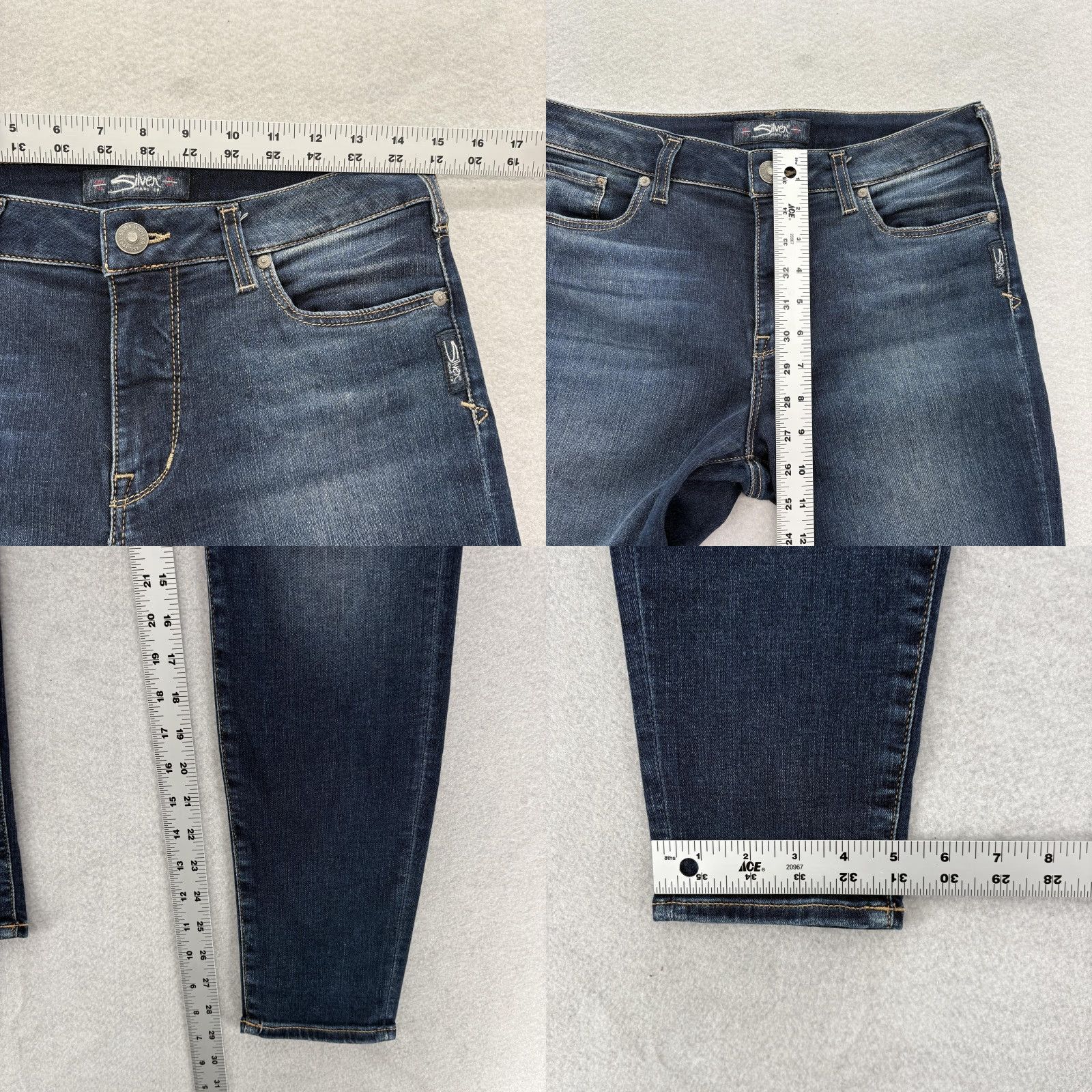 Silver Jeans Co. Silver Jeans Womens Skinny Denim 29x29 Dark Wash Bleecker Stretch Grunge Rock Size 29" - 8 Thumbnail