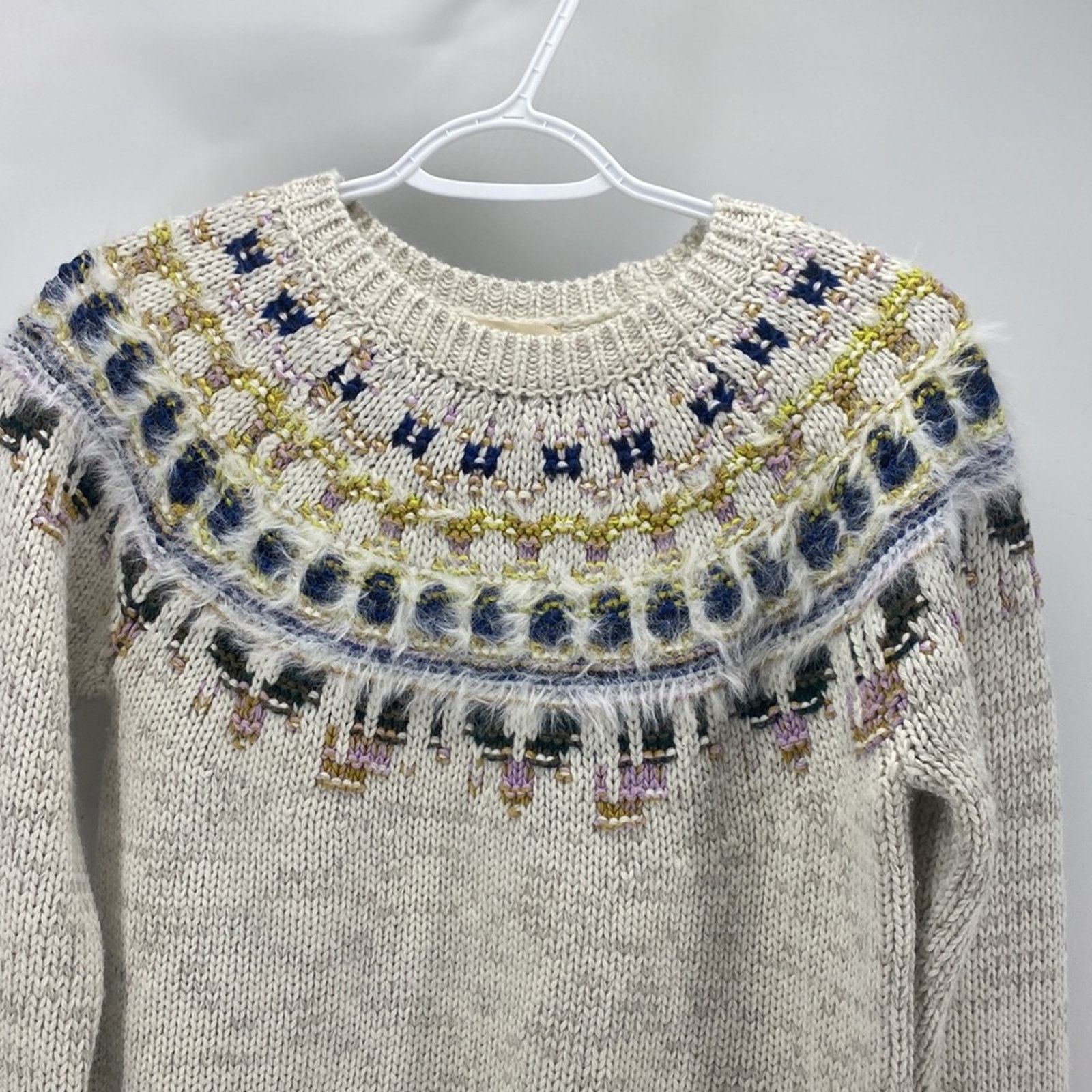 J.Crew THE REEDS J. CREW DECORATIVE YOLK SWEATER wool blend sz S Size S / US 4 / IT 40 - 2 Thumbnail