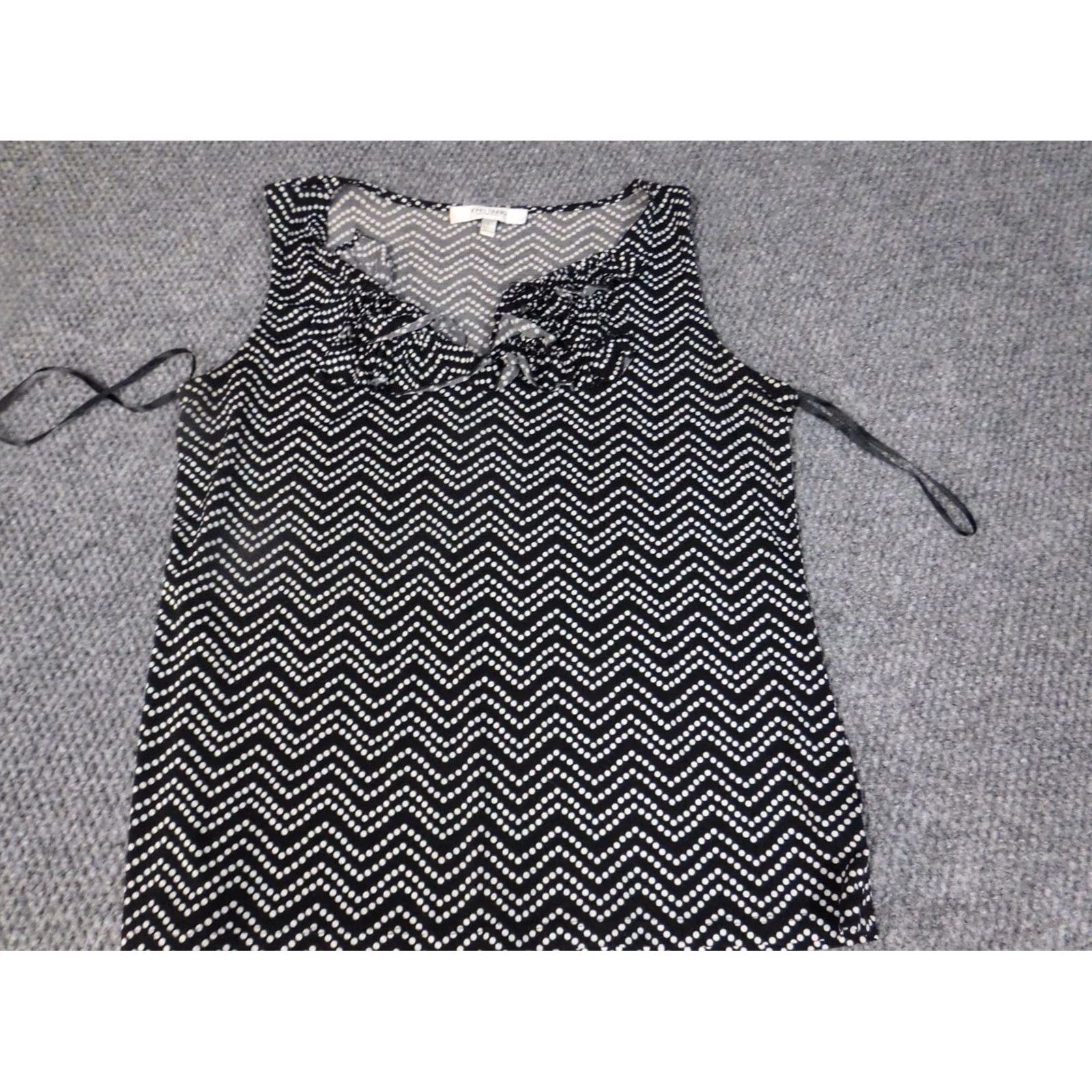 Vintage Jones Studio Blouse L Womens Black Pullover Sleeveless Collared Button Stretch Casual Regular Size L / US 10 / IT 46 - 3 Thumbnail