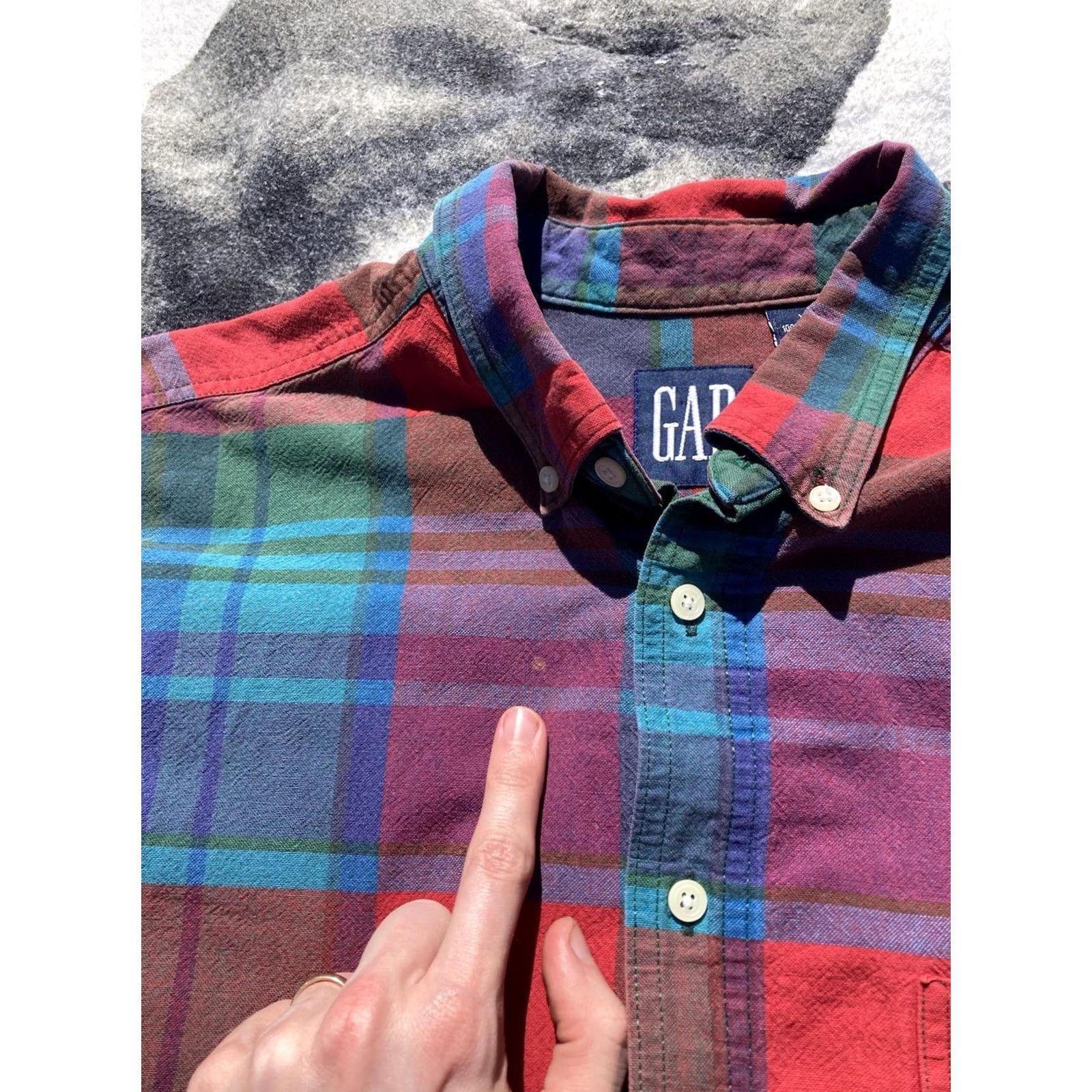 Gap VINTAGE GAP Flannel Shirt Mens M Plaid Long Sleeve Button-Up Collared USA Made Red 90s Grunge Size US M / EU 48-50 / 2 - 3 Thumbnail