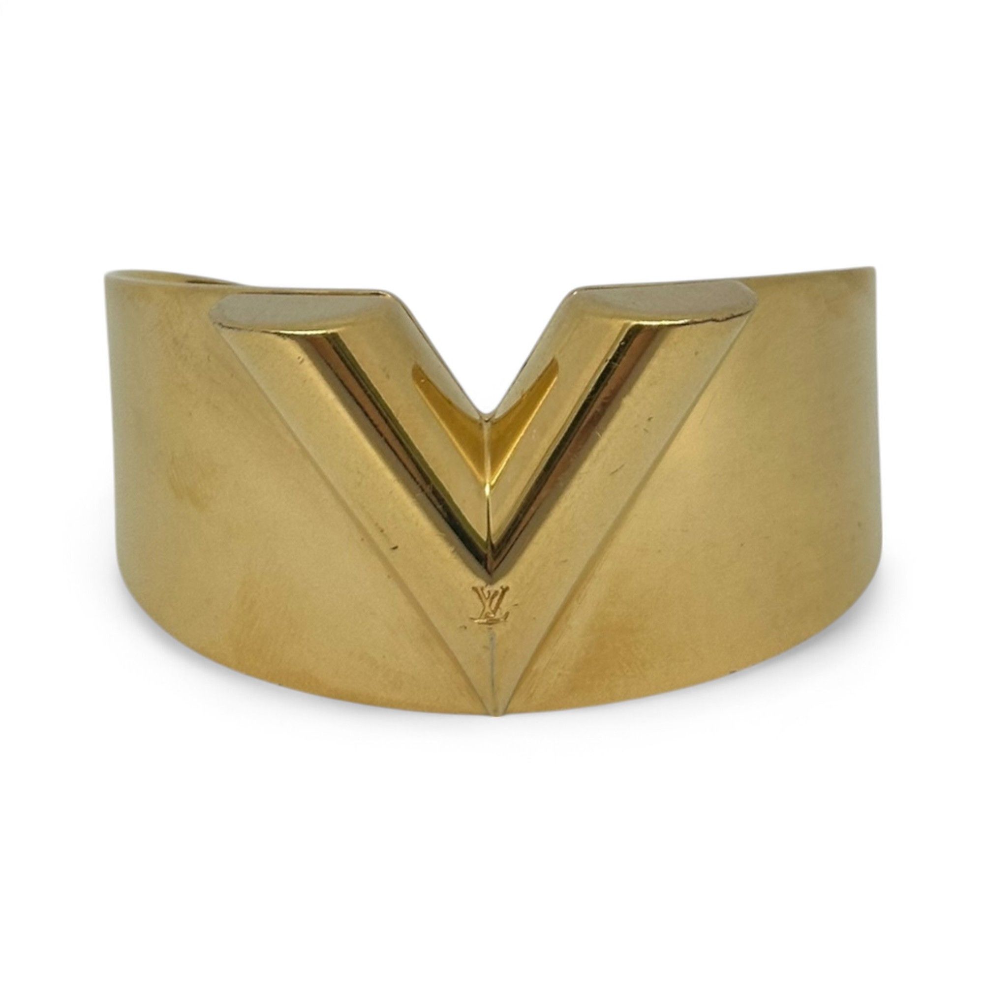Louis Vuitton Louis Vuitton Cuff Bracelet Essential V Gold Toned Metal Size ONE SIZE - 1 Thumbnail
