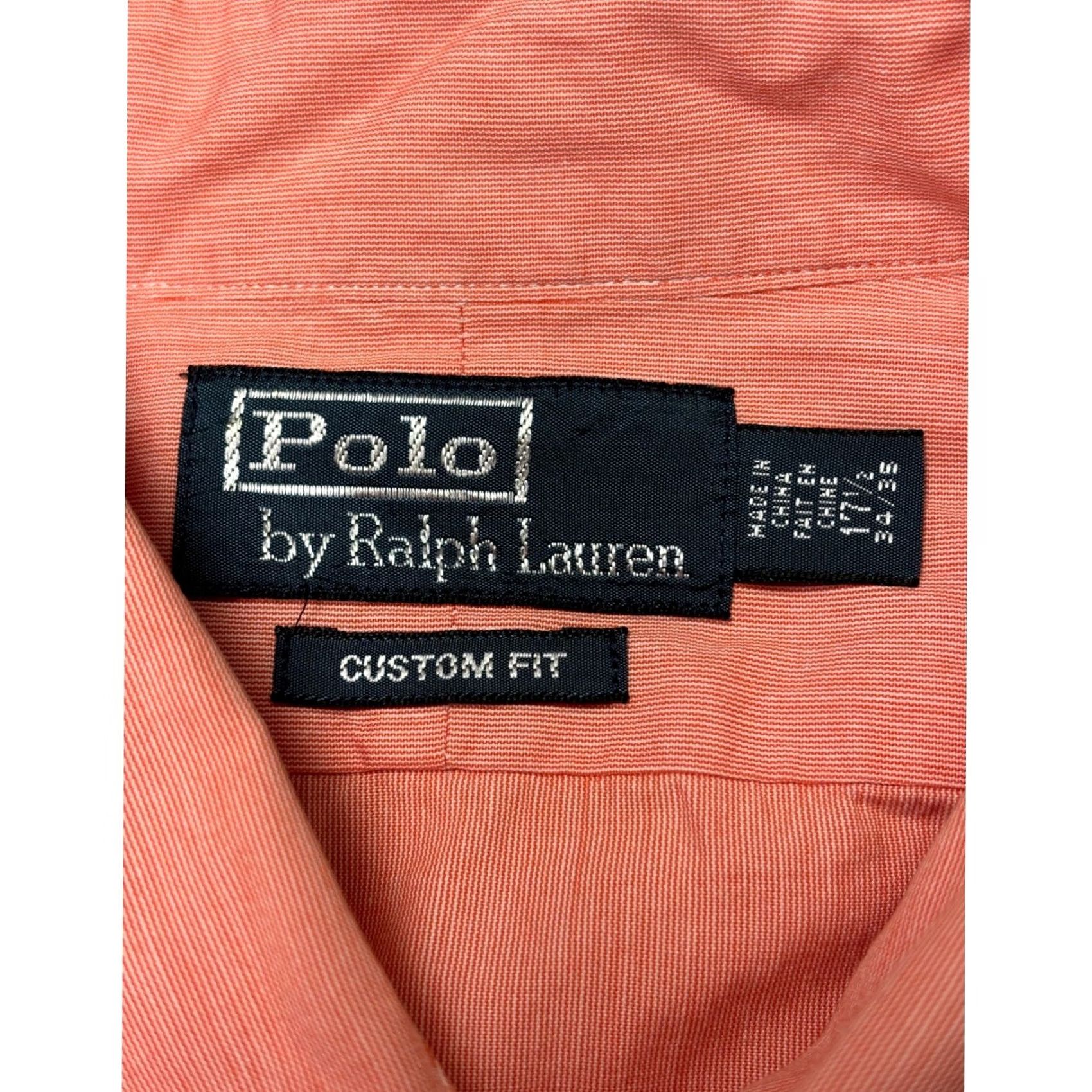 Polo Ralph Lauren Polo Ralph Lauren Dress Shirt Mens 17/35 Salmon Pink Long Sleeve Button-Down 100% Cotton Size 42R - 4 Thumbnail