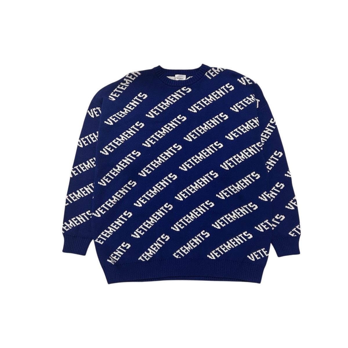 Vetements Allover Logo Knit Sweater Size Small