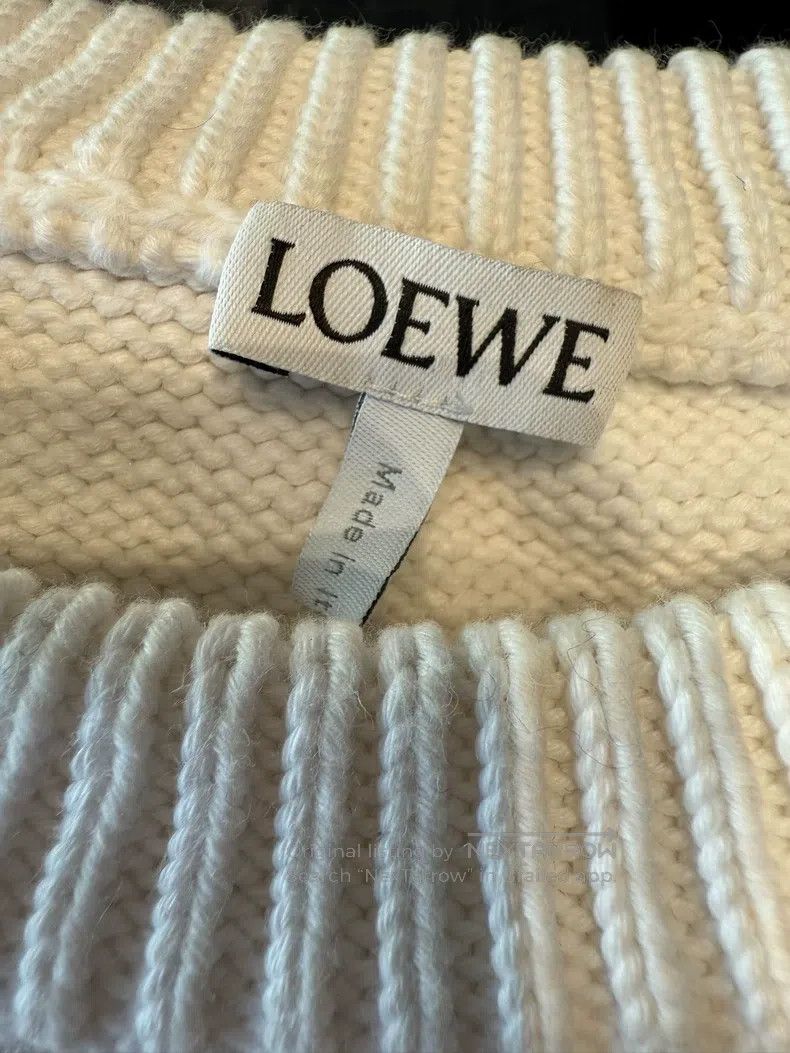 Loewe Loewe White Flocked Colorful Logo Round Neck Knit Sweater Size S / US 4 / IT 40 - 2 Thumbnail