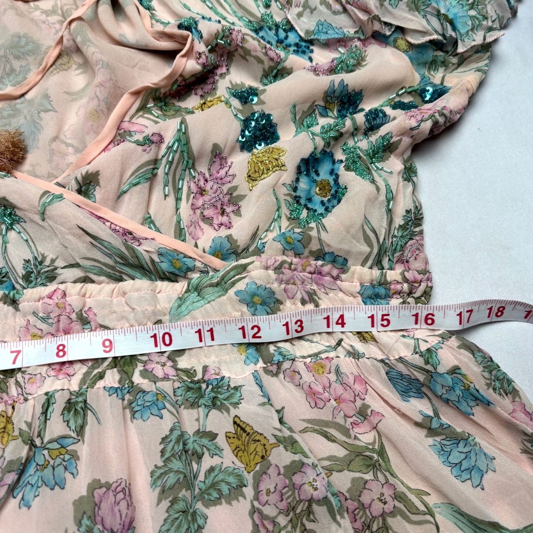 Vintage VINTAGE Diane Freis Silk Dress Floral Pink Boho Fairy Cottage Dress Women One Size Hong Kong 80s Ruffle Fit & Flare Womens Size ONE SIZE - 6 Thumbnail