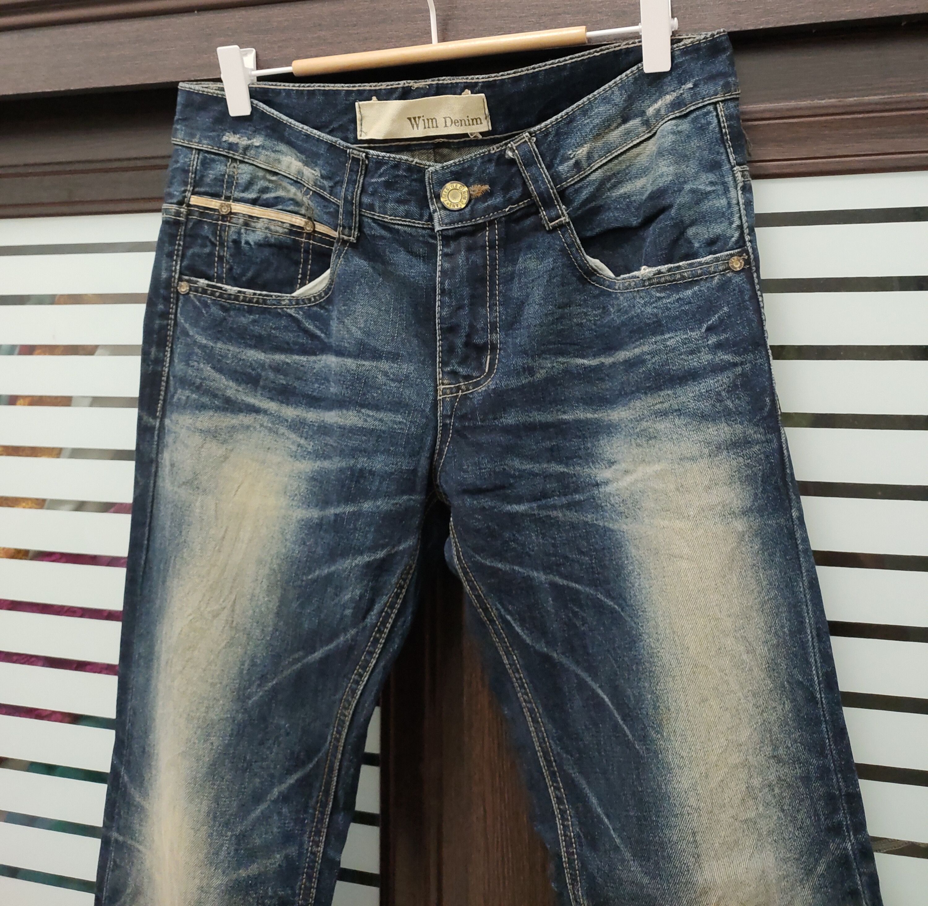 Japanese Brand 💥 Nice Distressed Freestyle Flared Wim Denim 💥 Size US 33 - 4 Thumbnail
