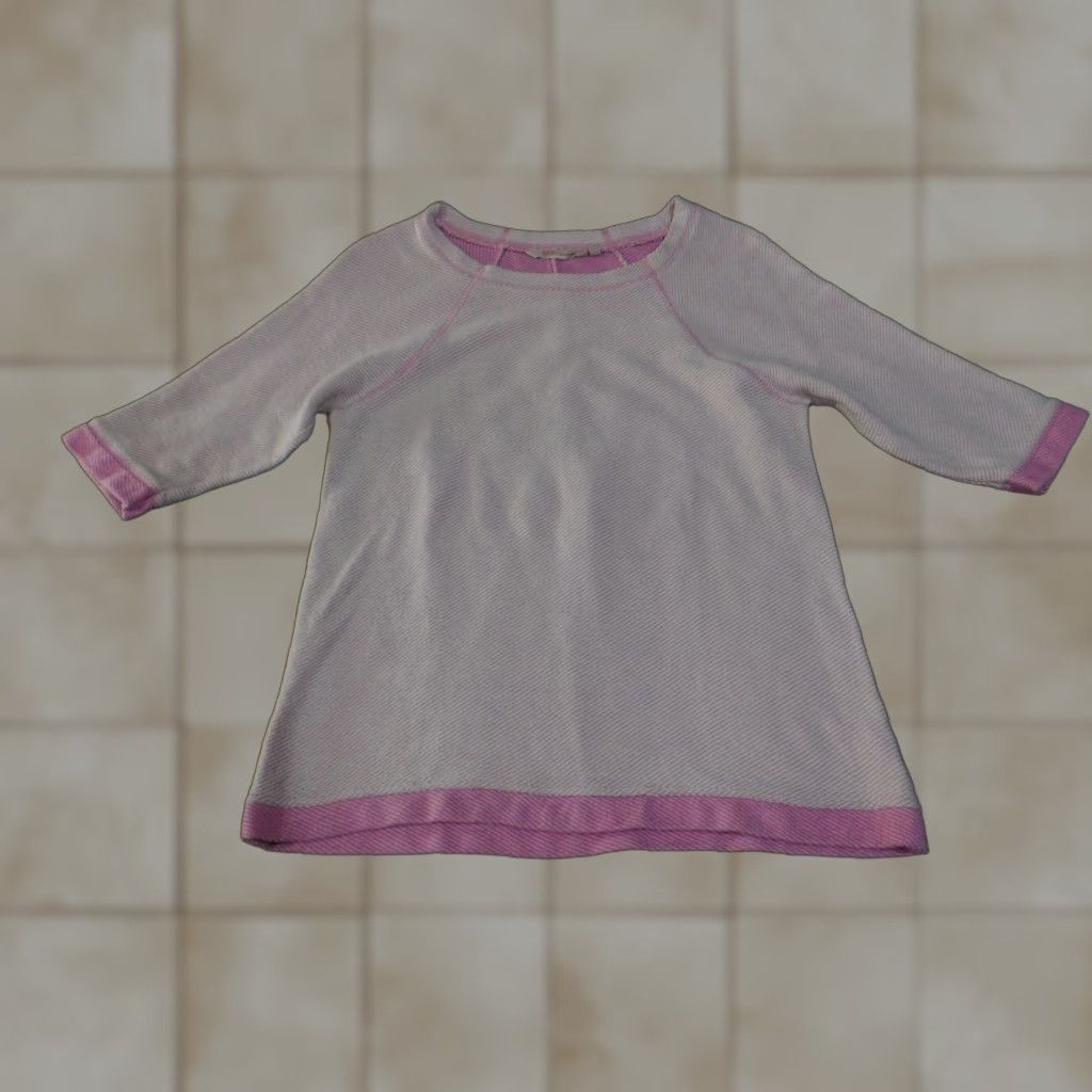 Soft Surroundings Soft Surroundings Sweatshirt Top Womens Medium Pink White 3/4 Sleeve Cotton Knit Casual Pullover Raglan Crew Neck Regular Modern American Boyfriends? Size M / US 6-8 / IT 42-44 - 1 Thumbnail