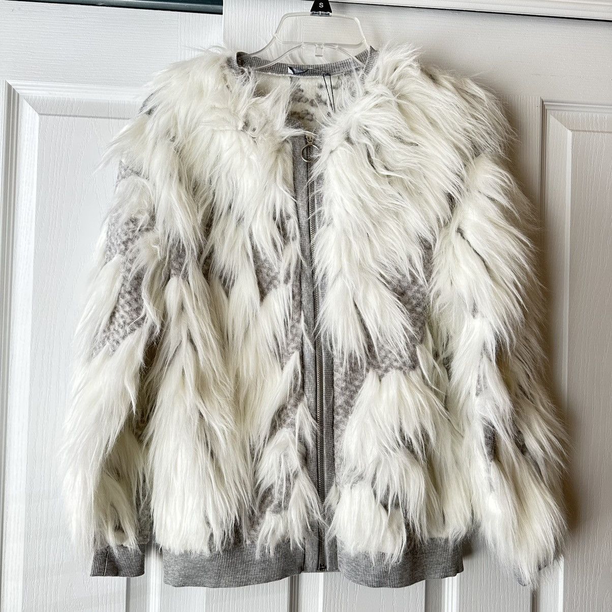 Zara New Zara Faux Fur White Gray Jacket Small 5584/214 RARE Size S / US 4 / IT 40 - 2 Thumbnail