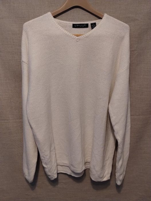 Structure Vintage Ramie/Cotton Waffle Textures V-Neck Sweater | Grailed