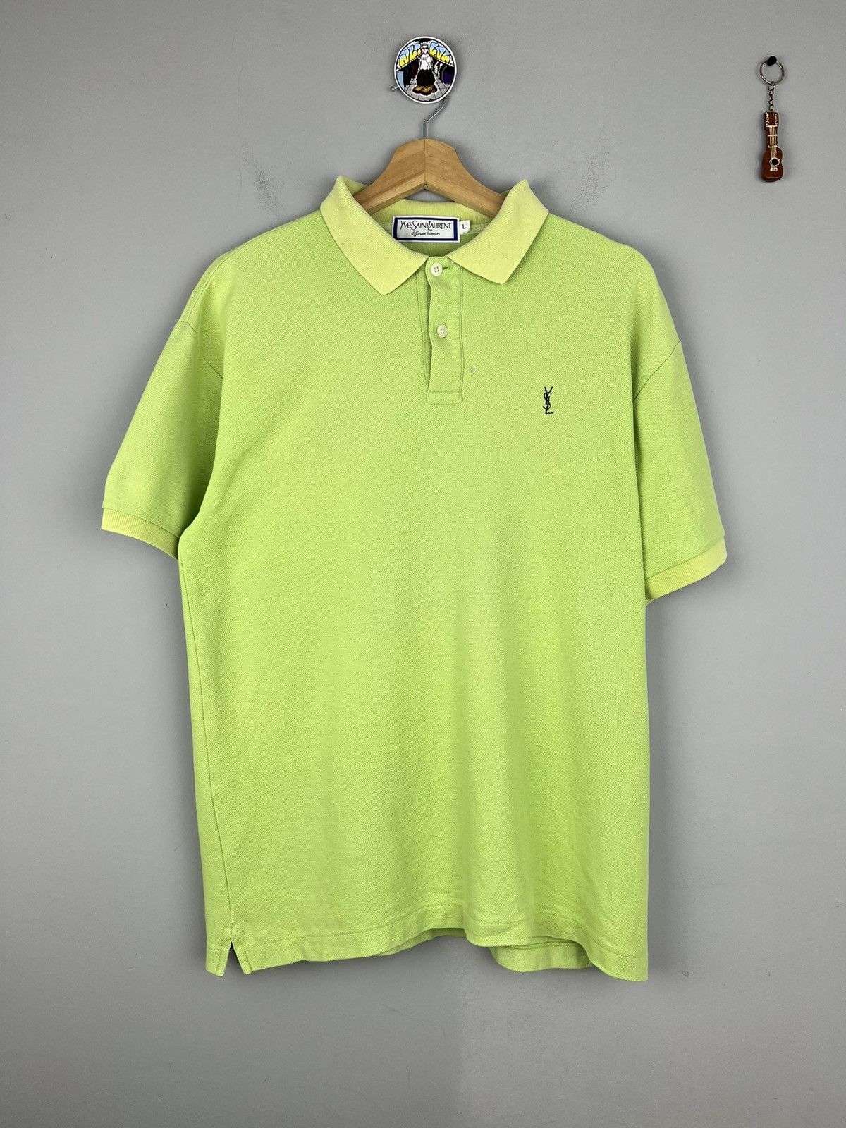 Designer × Yves Saint Laurent Yves Saint Laurent Classic Green Lime Polo small Logo Size US L / EU 52-54 / 3 - 1 Thumbnail