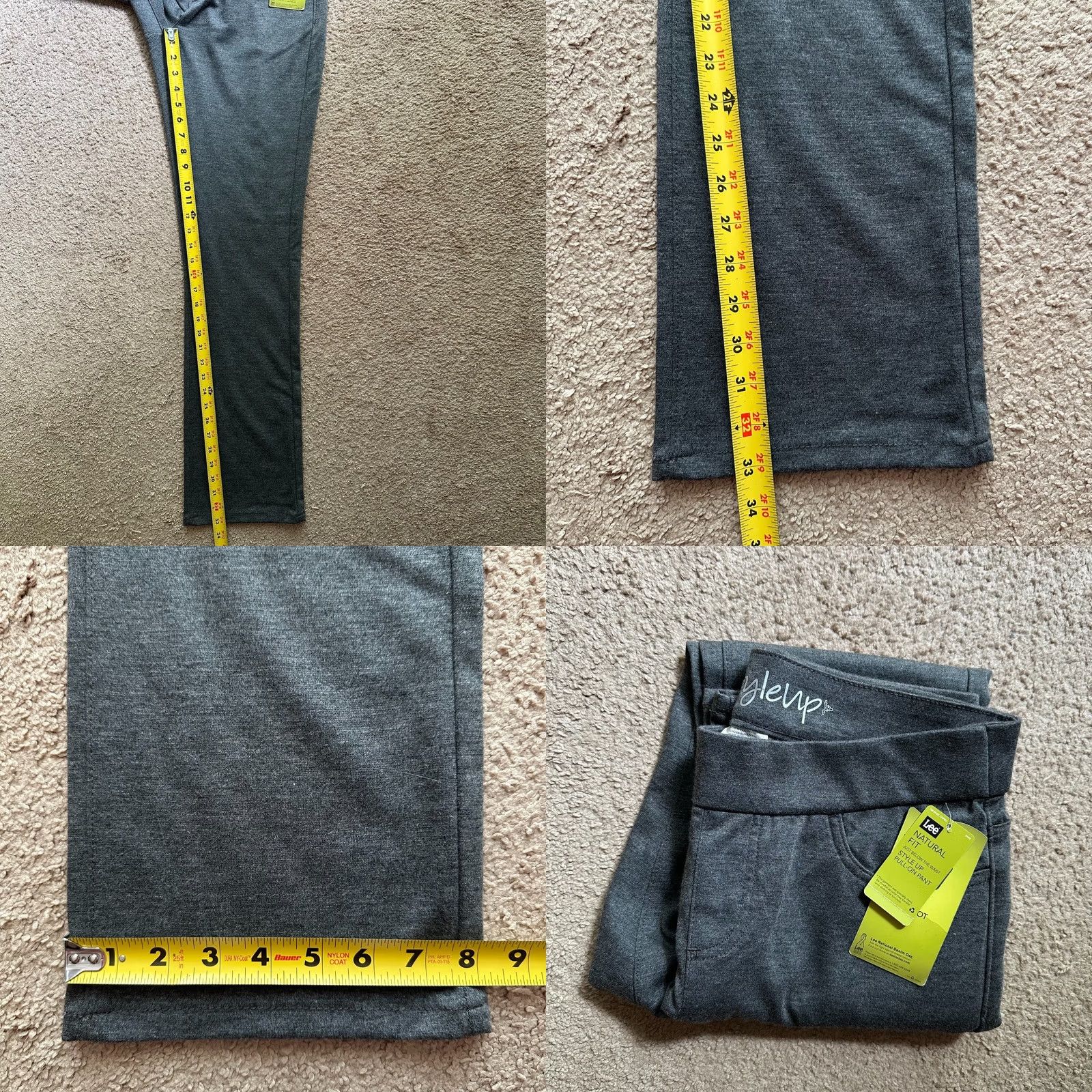 Lee Lee Pants Womens 10 32x33 Polyester Blend Grey Style Up Pull On Natural Fit NWT Size 32" / US 10 / IT 46 - 9 Thumbnail