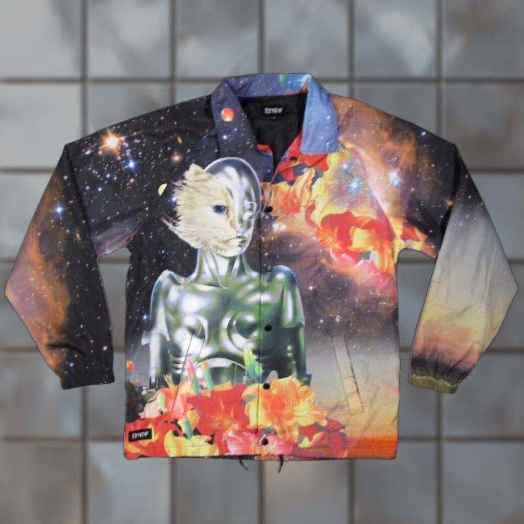RIPNDIP RIPNDIP Jacket Mens Large Multicolor Snap Coach AOP Space Cat Galaxy 90s Hip Hop City Retro Geometric All Seasons Pockets Size US L / EU 52-54 / 3 - 1 Thumbnail