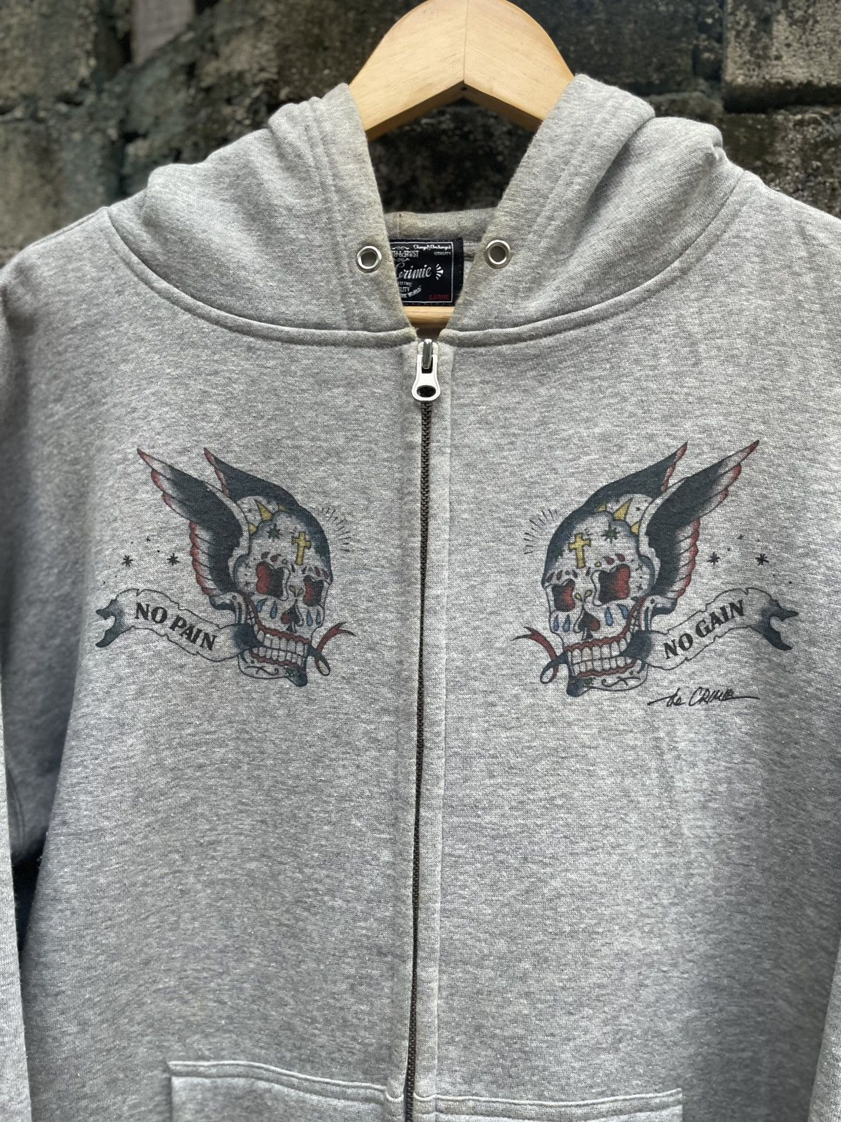 Vintage La Chouette 'No Pain No Gain' Skull Hoodie – Made in Japan Size US L / EU 52-54 / 3 - 4 Thumbnail