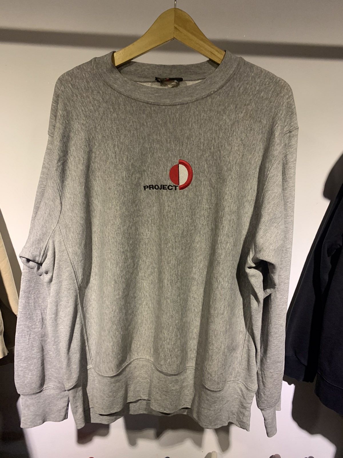 image of Vintage Futura Project Dragon Reverse Weave Crewneck in Grey, Men's (Size XL)