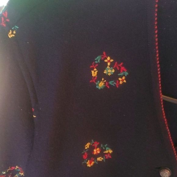 Vintage Geiger Austria Sz. 40 M L Embroidered Art 100% Boiled Navy B Size XL / US 12-14 / IT 48-50 - 5 Thumbnail