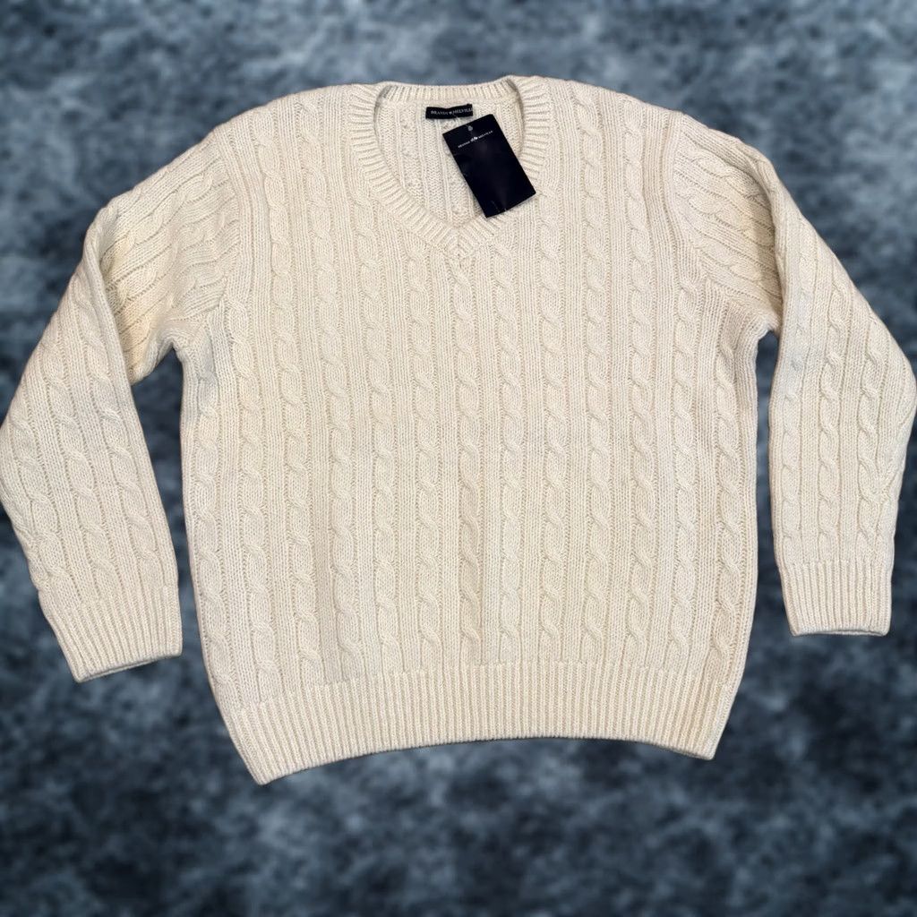 Brandy Melville Brandy Melville Sweater Cardigan Wool Blend V-Neck Cable Knit One Size Cream Women Fall Winter Spring NWT Size ONE SIZE - 1 Thumbnail