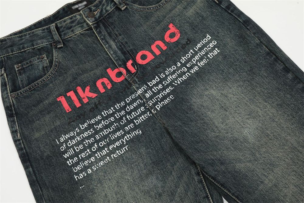 Japanese Brand × Jean Washed distressed loose casual straight-leg printed jeans Size US 32 / EU 48 - 4 Thumbnail