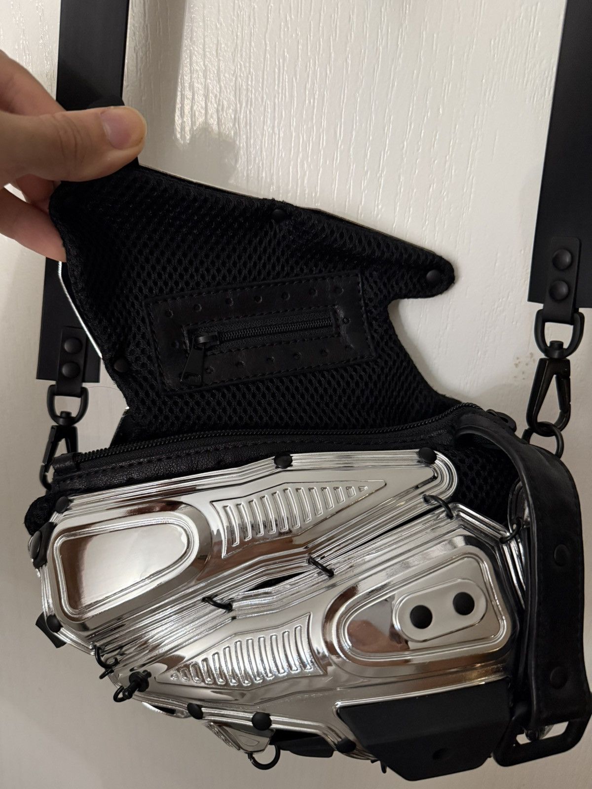 Innerraum INNERRAUM Silver & Black Panelled Crossbody Bag Size ONE SIZE - 5 Thumbnail