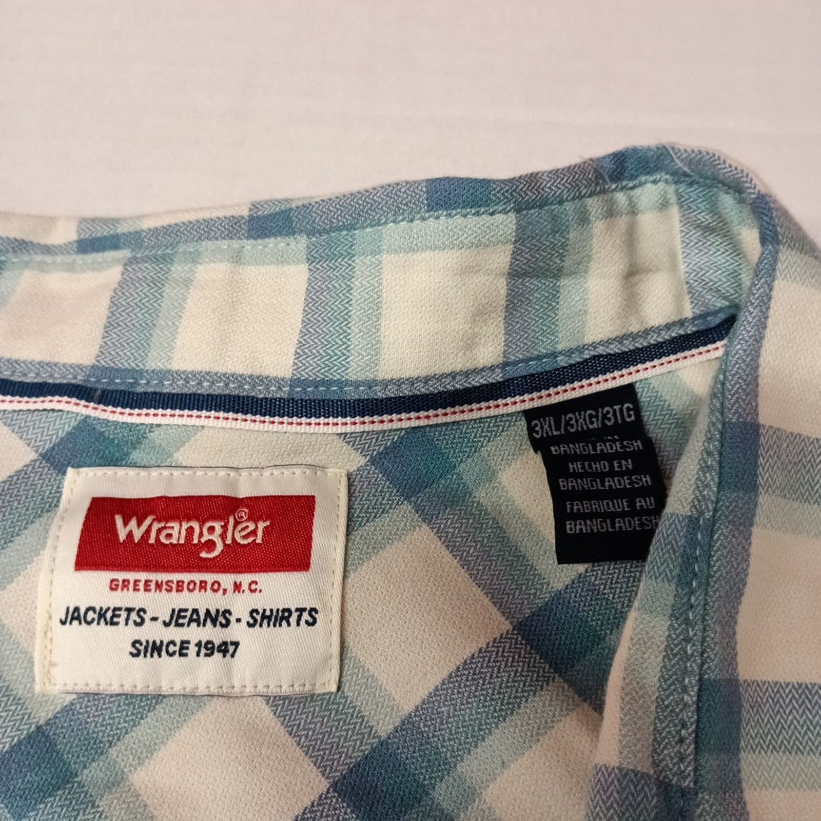 Wrangler Wrangler Cowboy Wash Twill Shirt Men's 3XL Nile Blue Checker Size US XXL / EU 58 / 5 - 4 Thumbnail